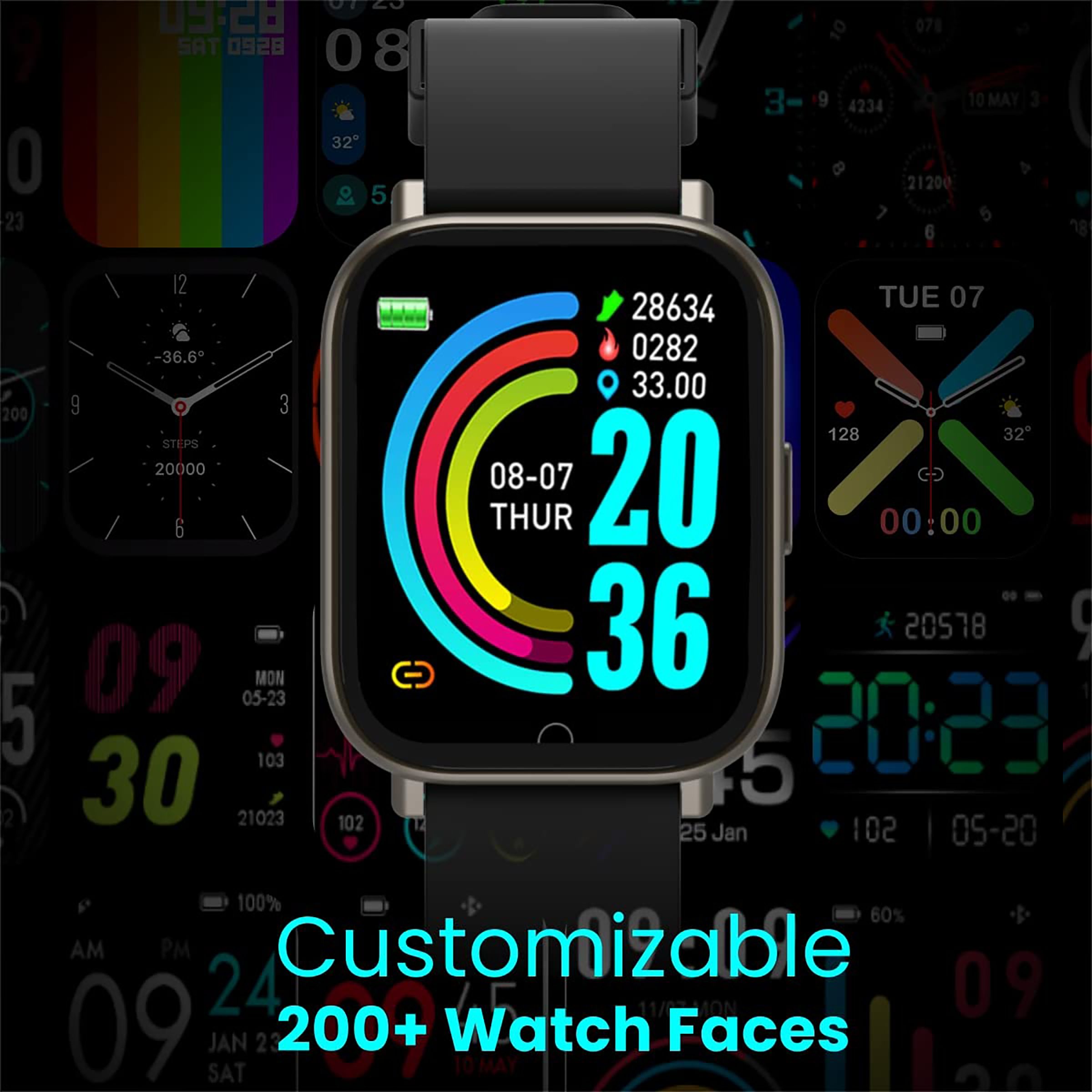 PORTRONICS Kronos Y1 Smartwatch with Bluetooth Calling (44.45mm HD Display, IP67 Splash Resistant, Grey Strap)_11
