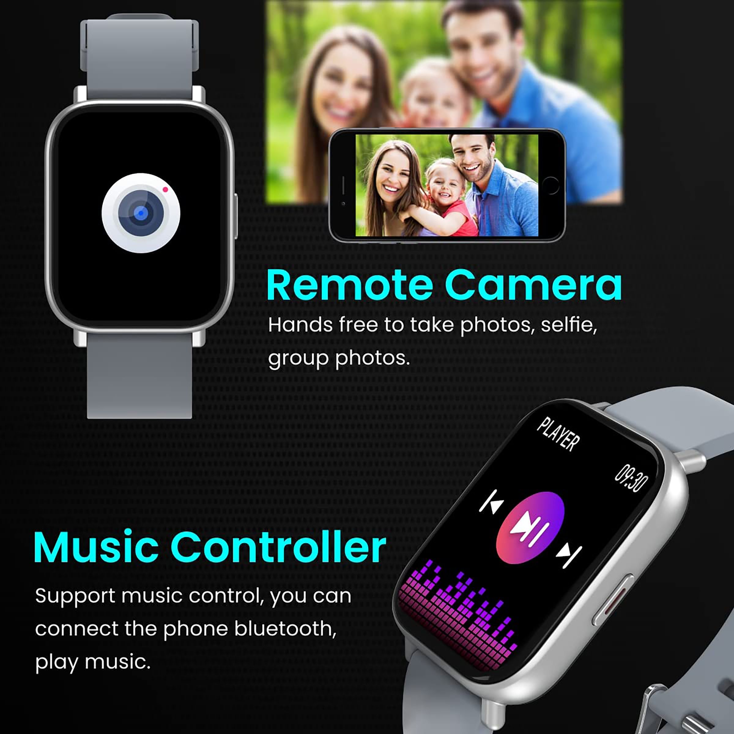 PORTRONICS Kronos Y1 Smartwatch with Bluetooth Calling (44.45mm HD Display, IP67 Splash Resistant, Grey Strap)_5
