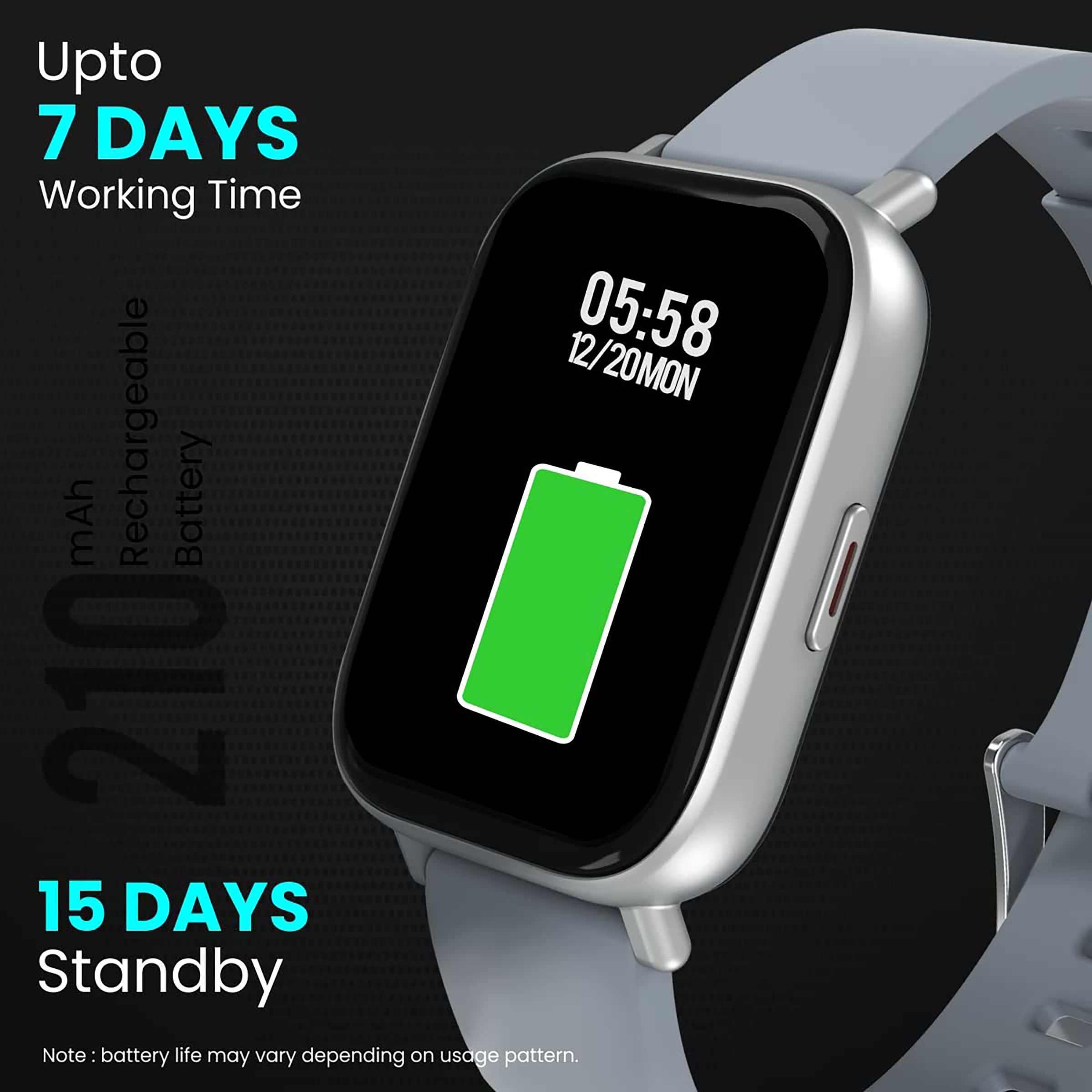 PORTRONICS Kronos Y1 Smartwatch with Bluetooth Calling (44.45mm HD Display, IP67 Splash Resistant, Grey Strap)_6