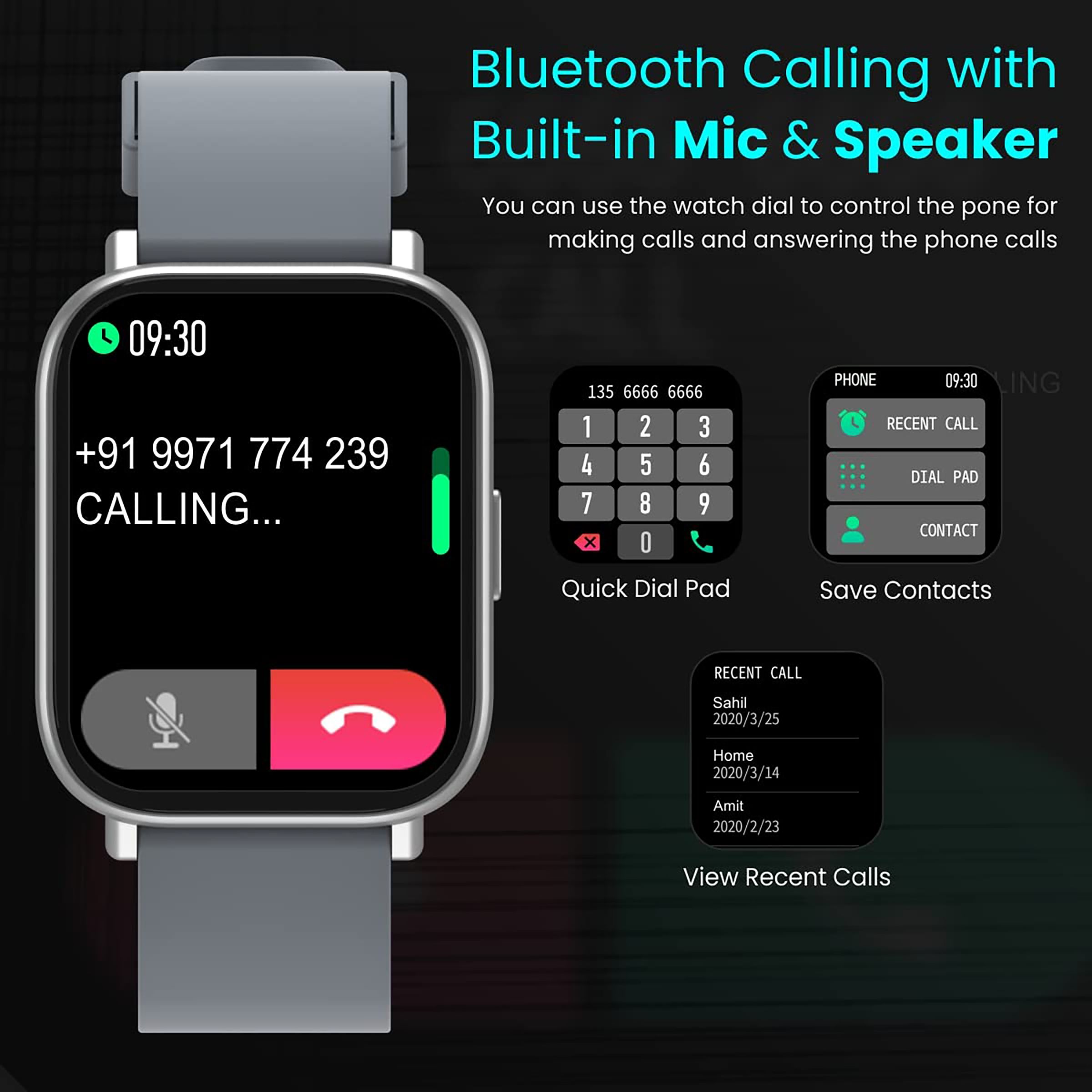 PORTRONICS Kronos Y1 Smartwatch with Bluetooth Calling (44.45mm HD Display, IP67 Splash Resistant, Grey Strap)_8