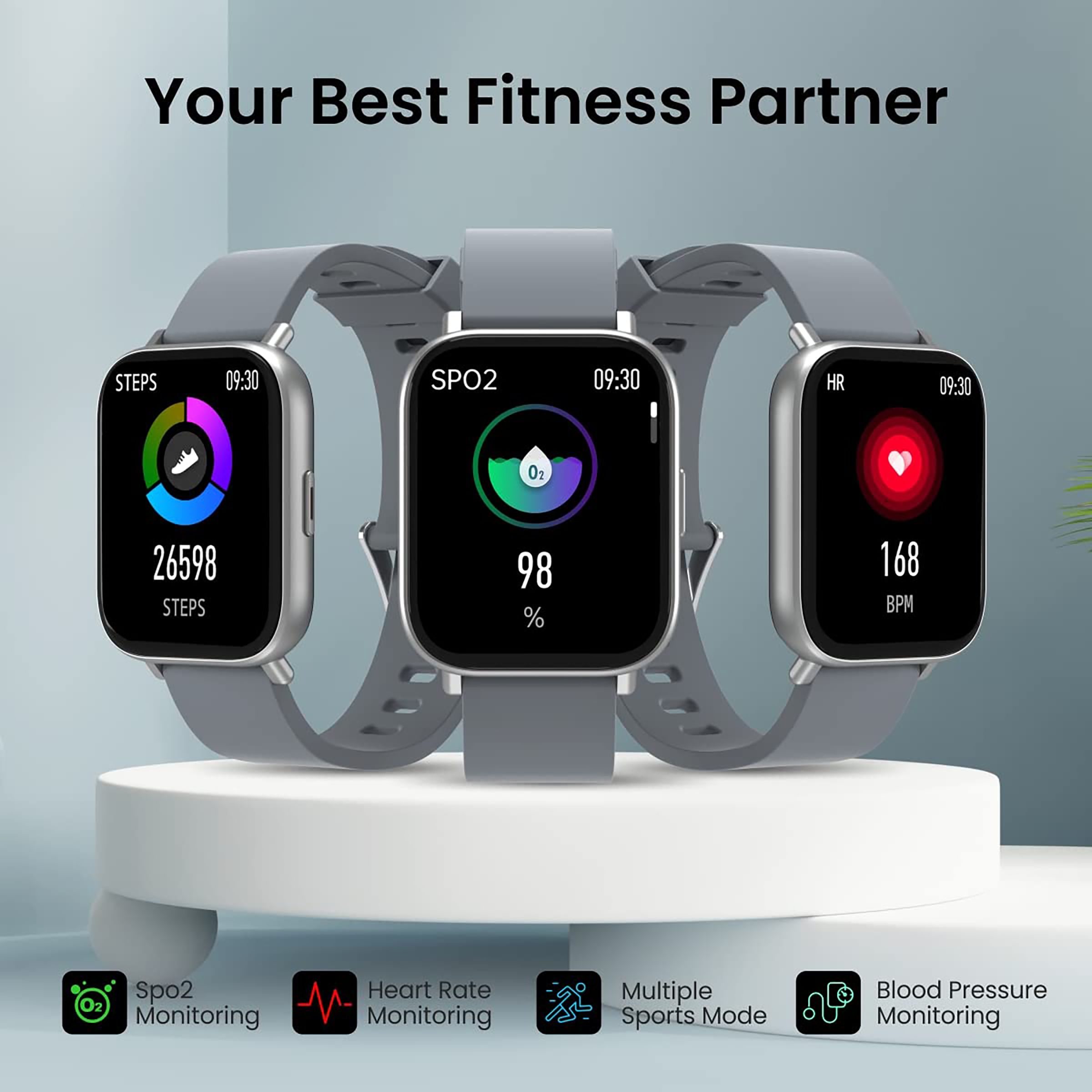 PORTRONICS Kronos Y1 Smartwatch with Bluetooth Calling (44.45mm HD Display, IP67 Splash Resistant, Grey Strap)_9