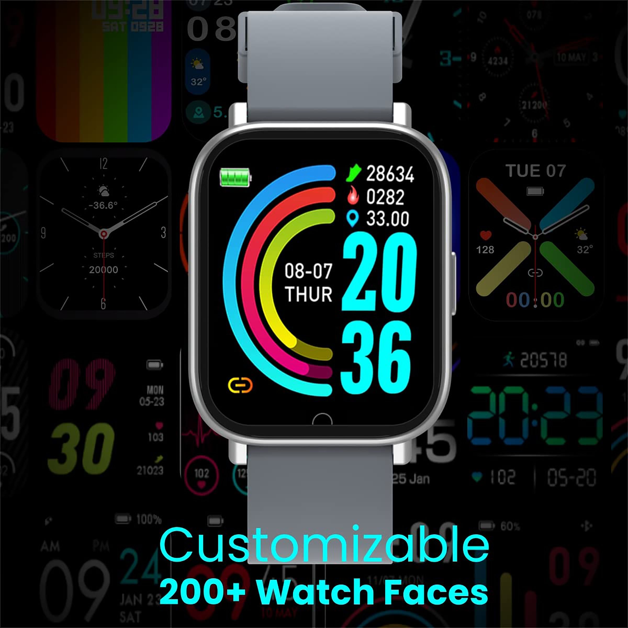 PORTRONICS Kronos Y1 Smartwatch with Bluetooth Calling (44.45mm HD Display, IP67 Splash Resistant, Grey Strap)_10
