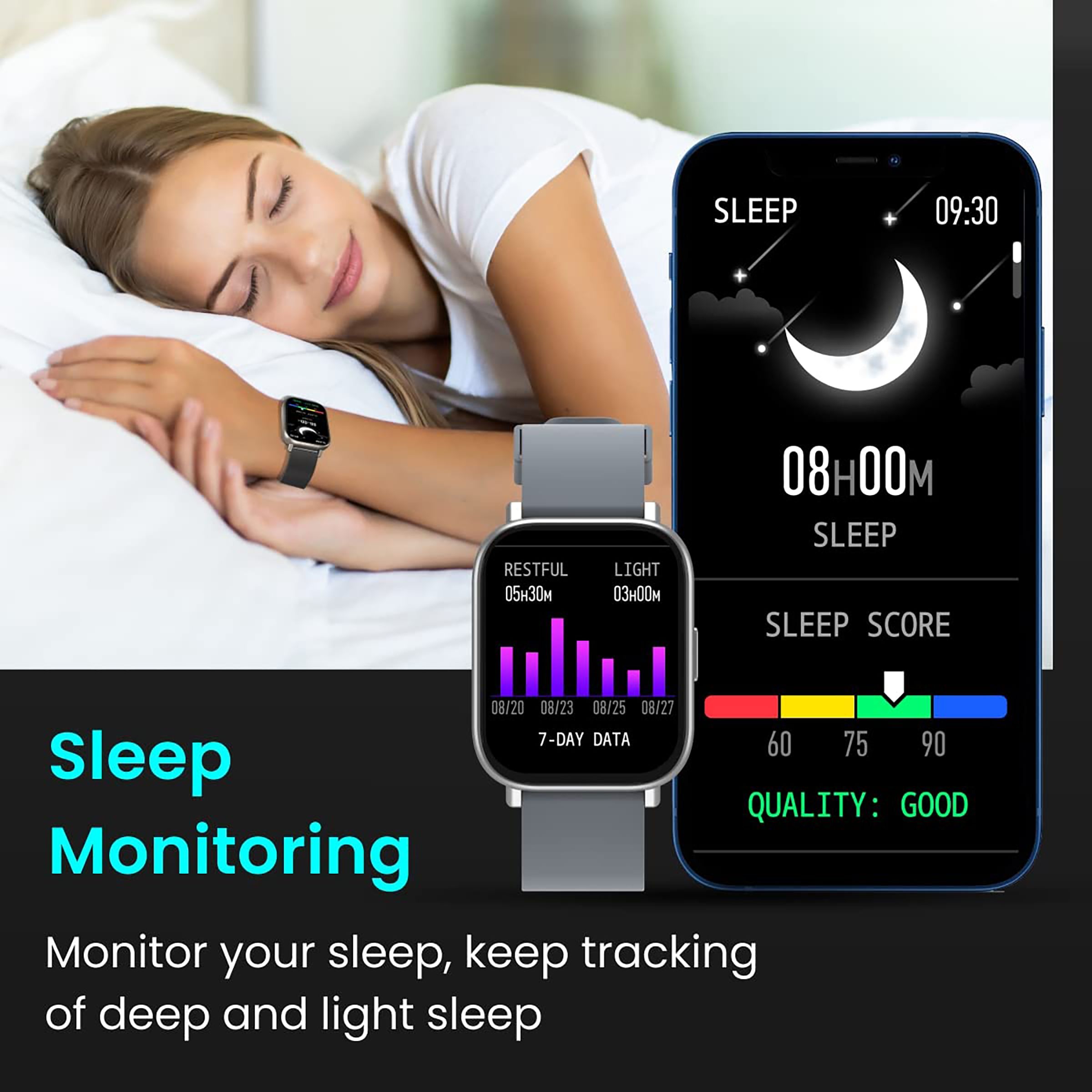 PORTRONICS Kronos Y1 Smartwatch with Bluetooth Calling (44.45mm HD Display, IP67 Splash Resistant, Grey Strap)_4