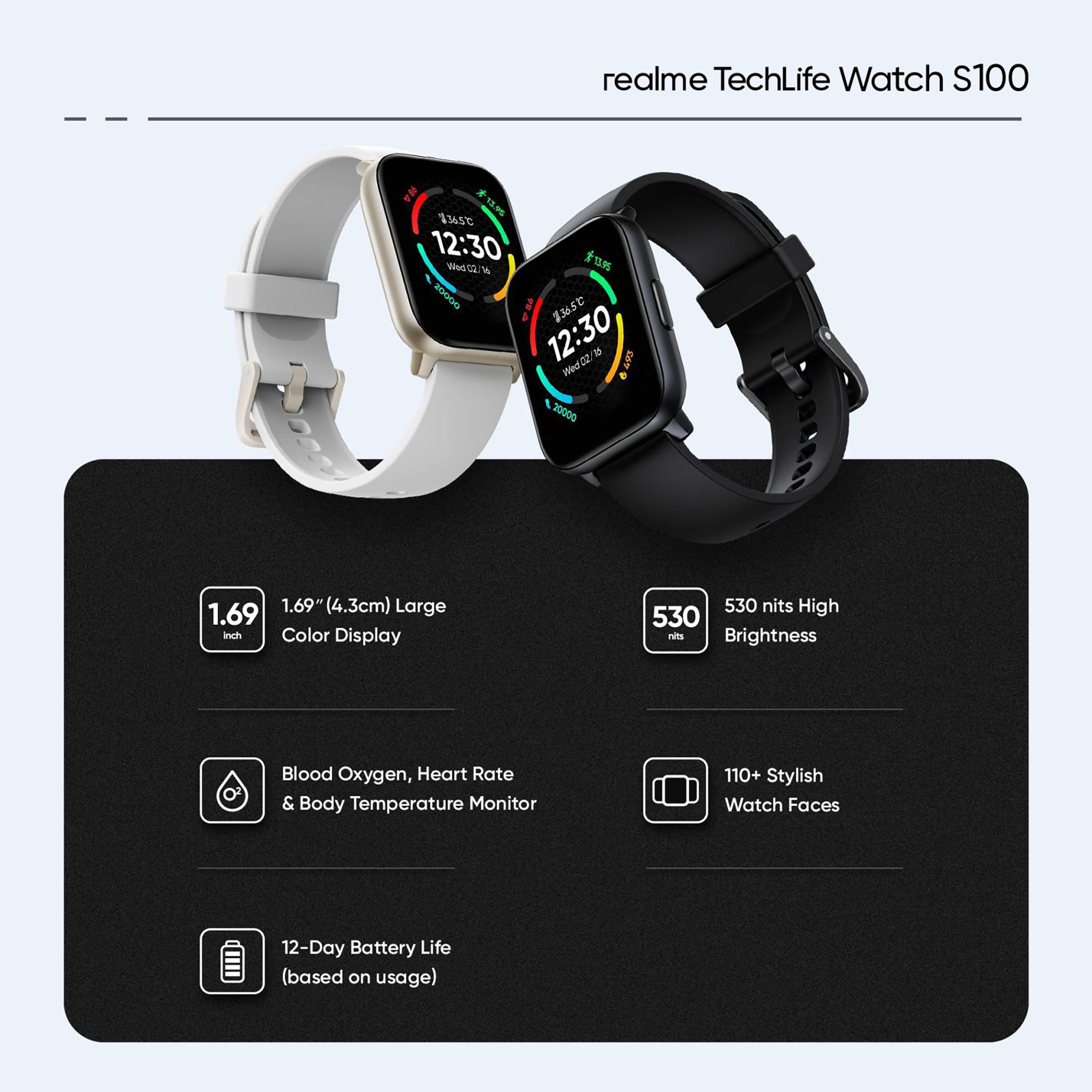 realme TechLife Watch S100 Smartwatch with Activity Tracker (43mm TFT Display, IP68 Water Resistant, Black Strap) realme TechLife Watch S100 Smartwatch with Activity Tracker (43mm TFT Display, IP68 Water Resistant, Black Strap)_11