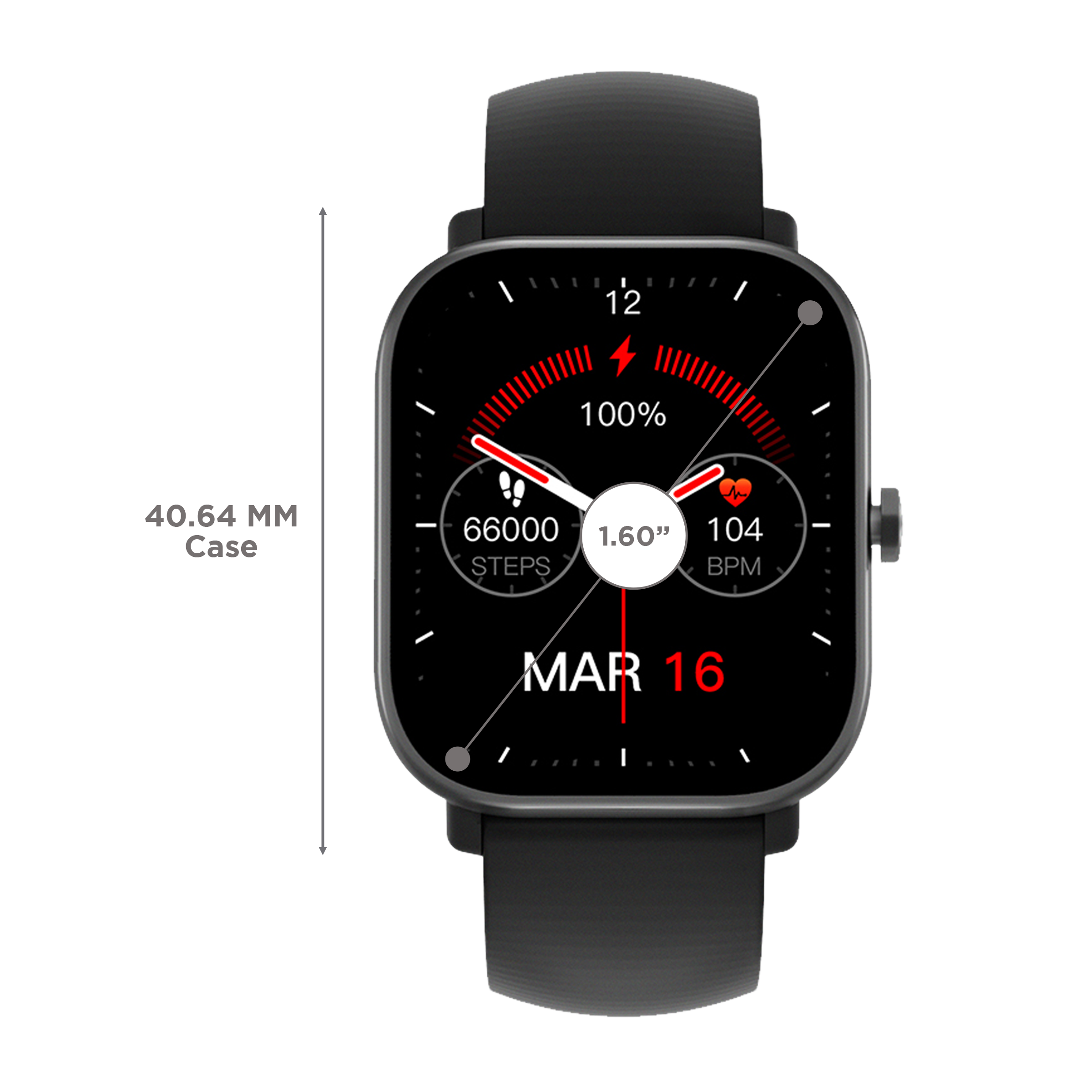in base Urban Lite X Smartwatch with Activity Tracker (40.64mm IPS LCD Display, IPX68 Water Resistant, Black Strap)_3