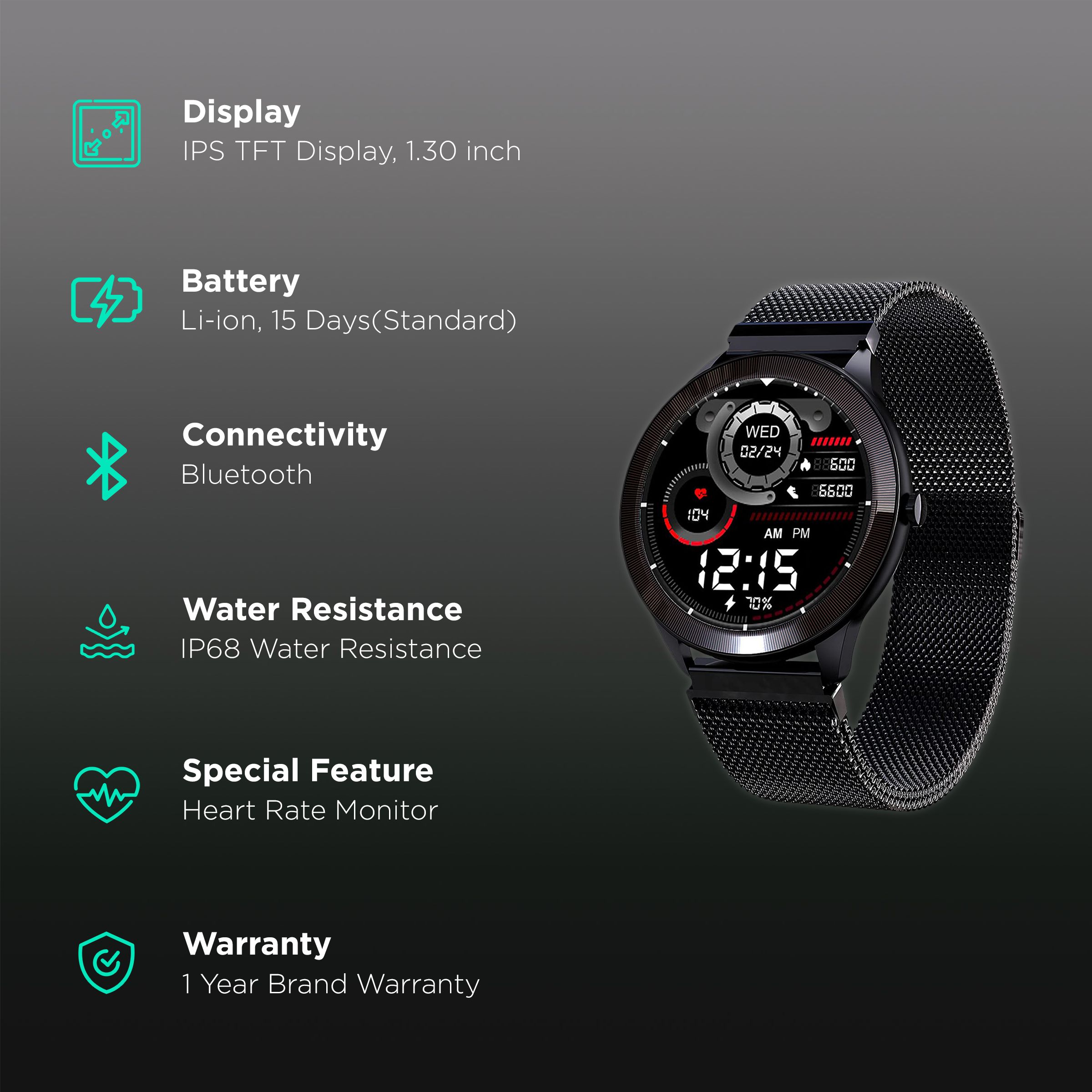 maxima Max Pro X4 Smartwatch with Activity Tracker (33.02mm IPS TFT Display, IP68 Water Resistant, Mesh Black Strap) maxima Max Pro X4 Smartwatch with Activity Tracker (33.02mm IPS TFT Display, IP68 Water Resistant, Mesh Black Strap)_2