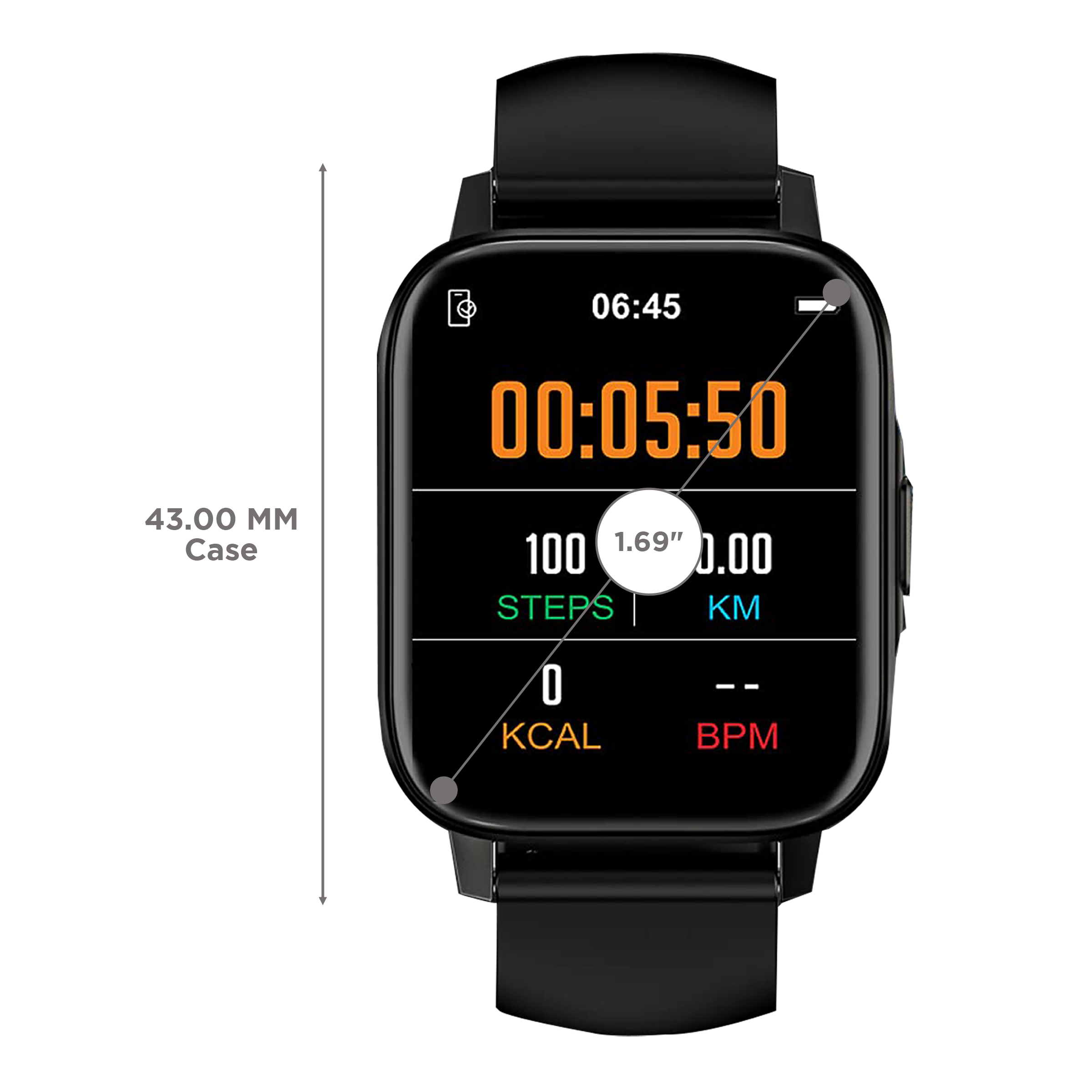 maxima Max Pro X5 Smartwatch with Activity Tracker (43mm Color IPS Display, IP68 Water Resistant, Black Strap)_3