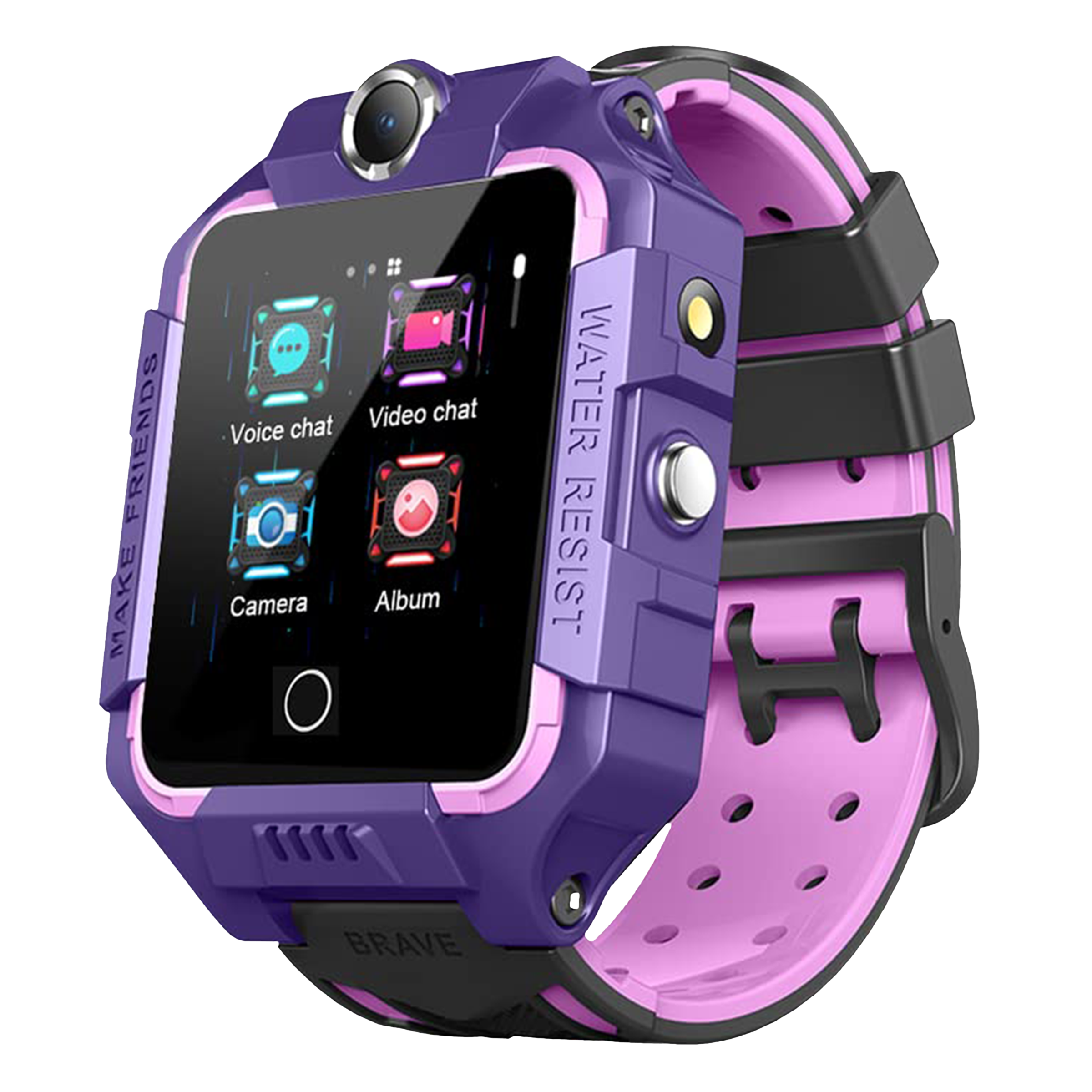 sekyo Turbo 4G Smartwatch with GPS (40mm LCD Display, Water Resistant, Purple/Black Strap)_4