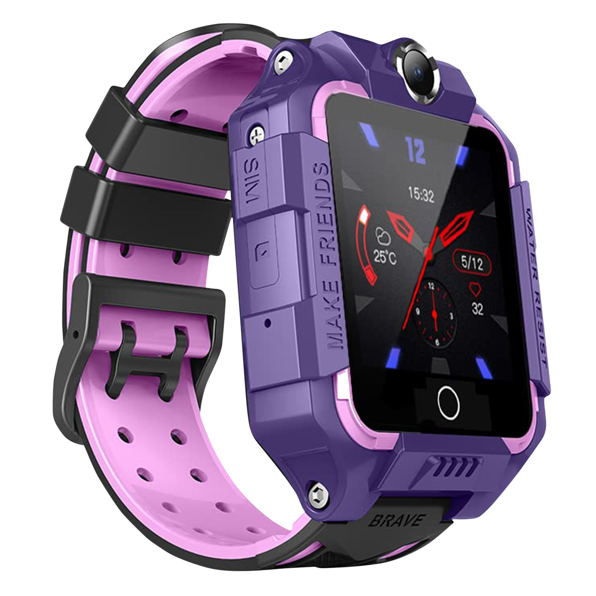sekyo Turbo 4G Smartwatch with GPS (40mm LCD Display, Water Resistant, Purple/Black Strap)_5