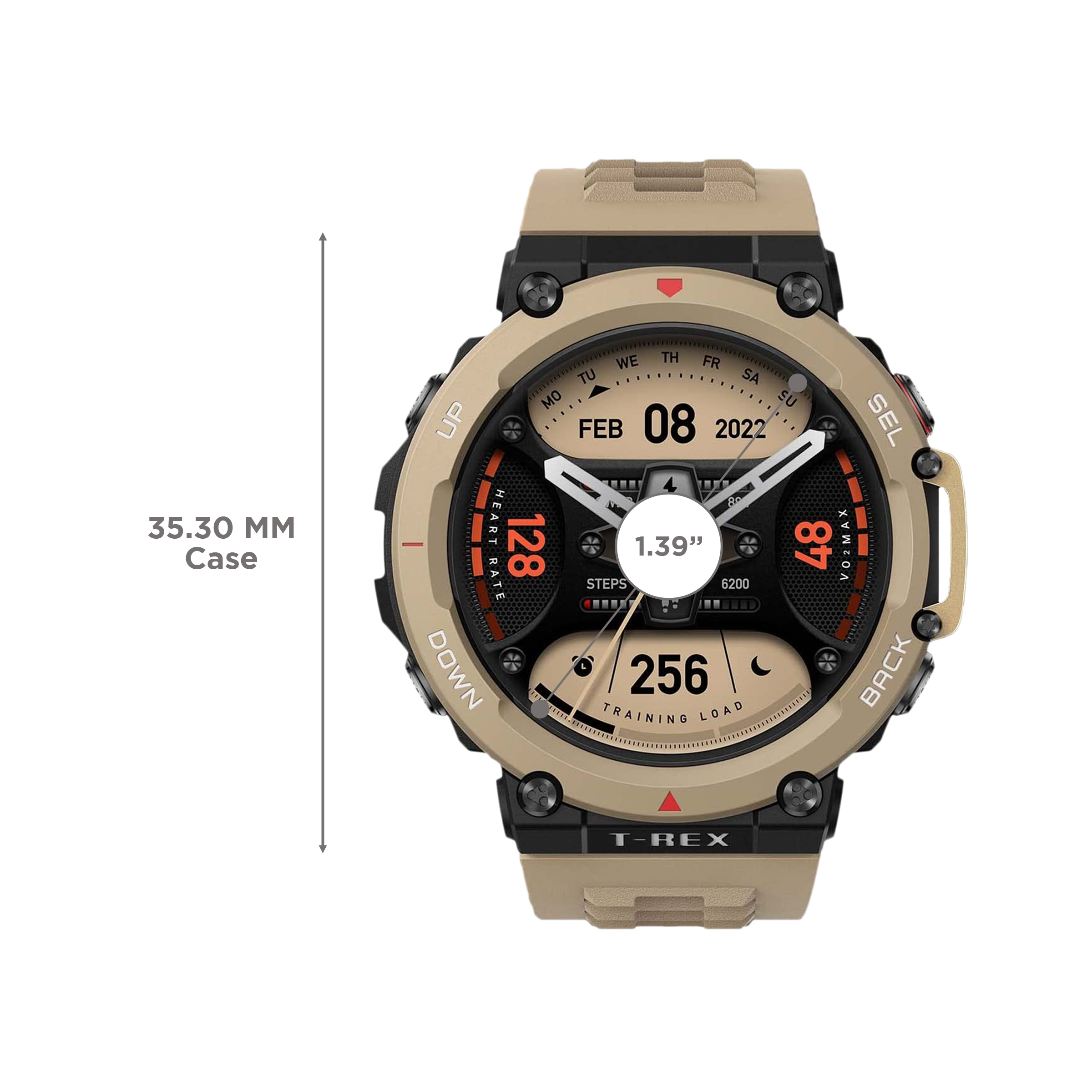 amazfit T-Rex 2 Smartwatch with Activity Tracker (35.3mm AMOLED Display, 10ATM Water Resistant, Desert Khaki Strap) amazfit T-Rex 2 Smartwatch with Activity Tracker (35.3mm AMOLED Display, 10ATM Water Resistant, Desert Khaki Strap)_3