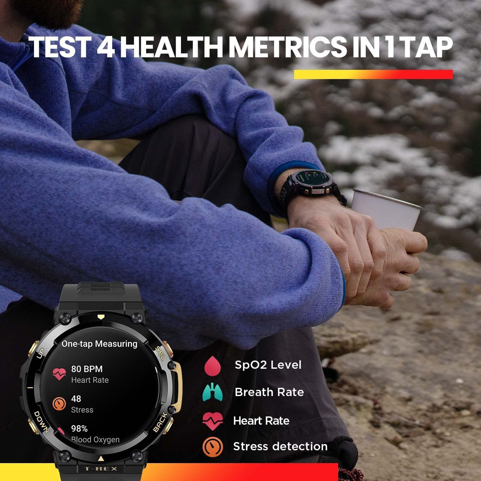 amazfit T-Rex 2 Smartwatch with Activity Tracker (35.3mm AMOLED Display, 10ATM Water Resistant, Desert Khaki Strap) amazfit T-Rex 2 Smartwatch with Activity Tracker (35.3mm AMOLED Display, 10ATM Water Resistant, Desert Khaki Strap)_5