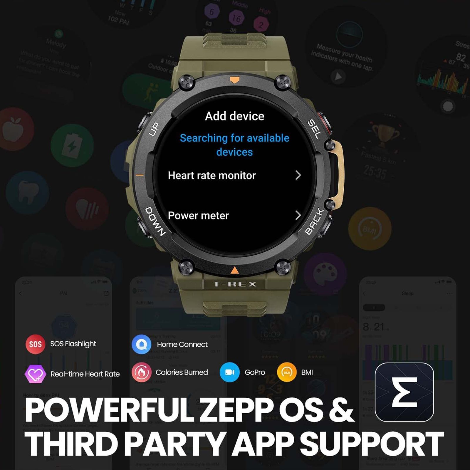 amazfit T-Rex 2 Smartwatch with Activity Tracker (35.3mm AMOLED Display, 10ATM Water Resistant, Wild Green Strap)_7