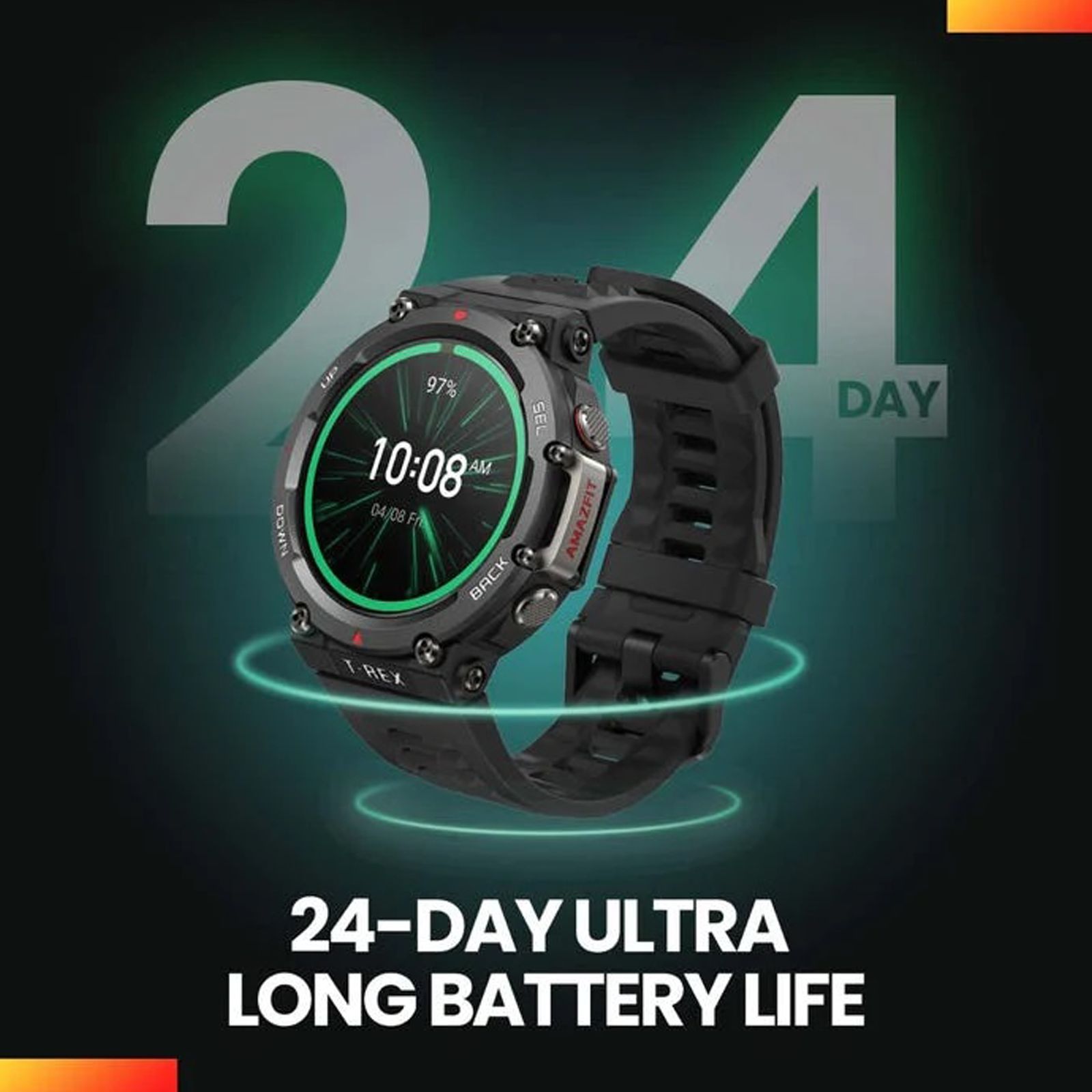 amazfit T-Rex 2 Smartwatch with Activity Tracker (35.3mm AMOLED Display, 10ATM Water Resistant, Wild Green Strap)_8