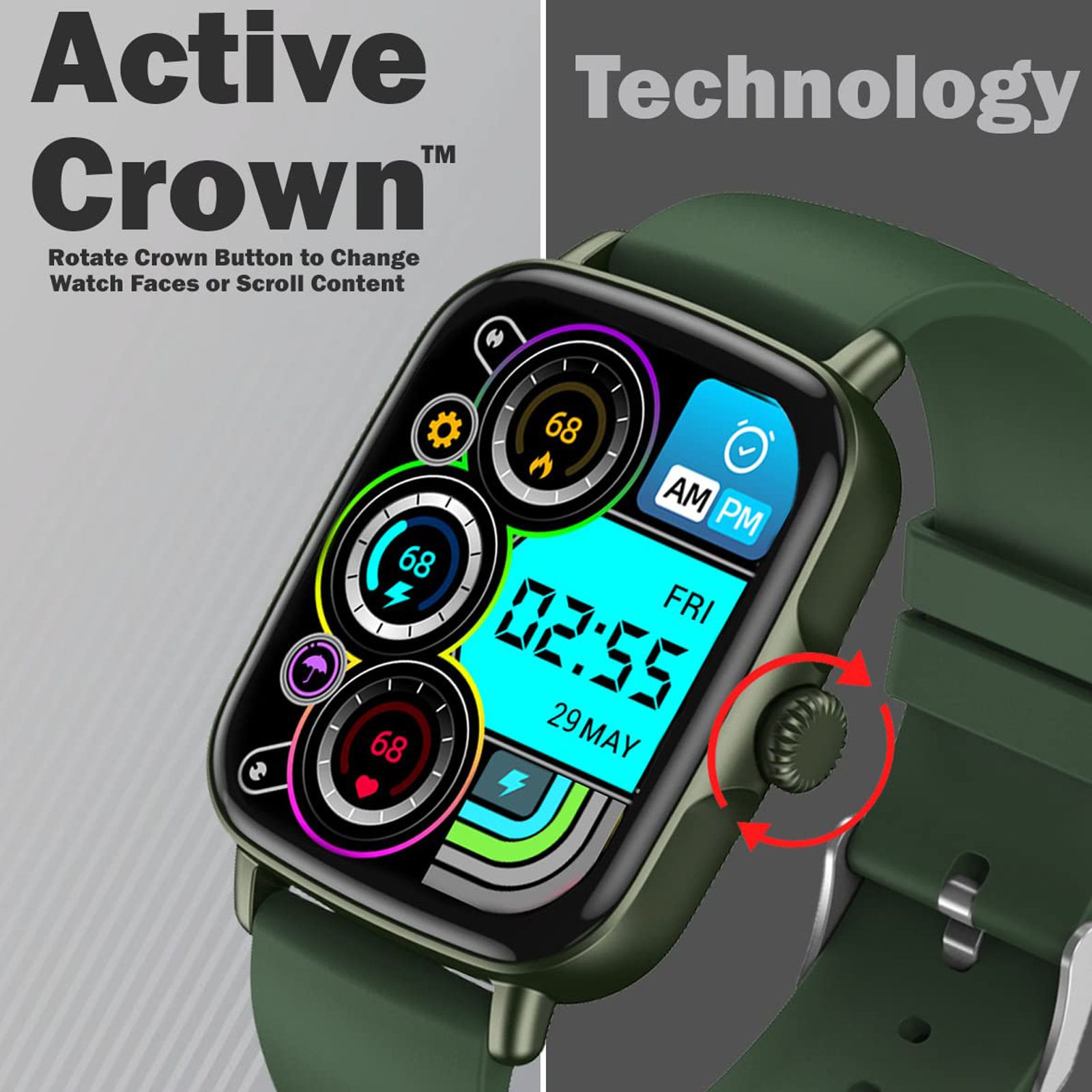 maxima Max Pro Turbo Smartwatch with Bluetooth Calling (42.9mm IPS HD Display, IP67 Water Resistant, Army Green Strap) maxima Max Pro Turbo Smartwatch with Bluetooth Calling (42.9mm IPS HD Display, IP67 Water Resistant, Army Green Strap)_9