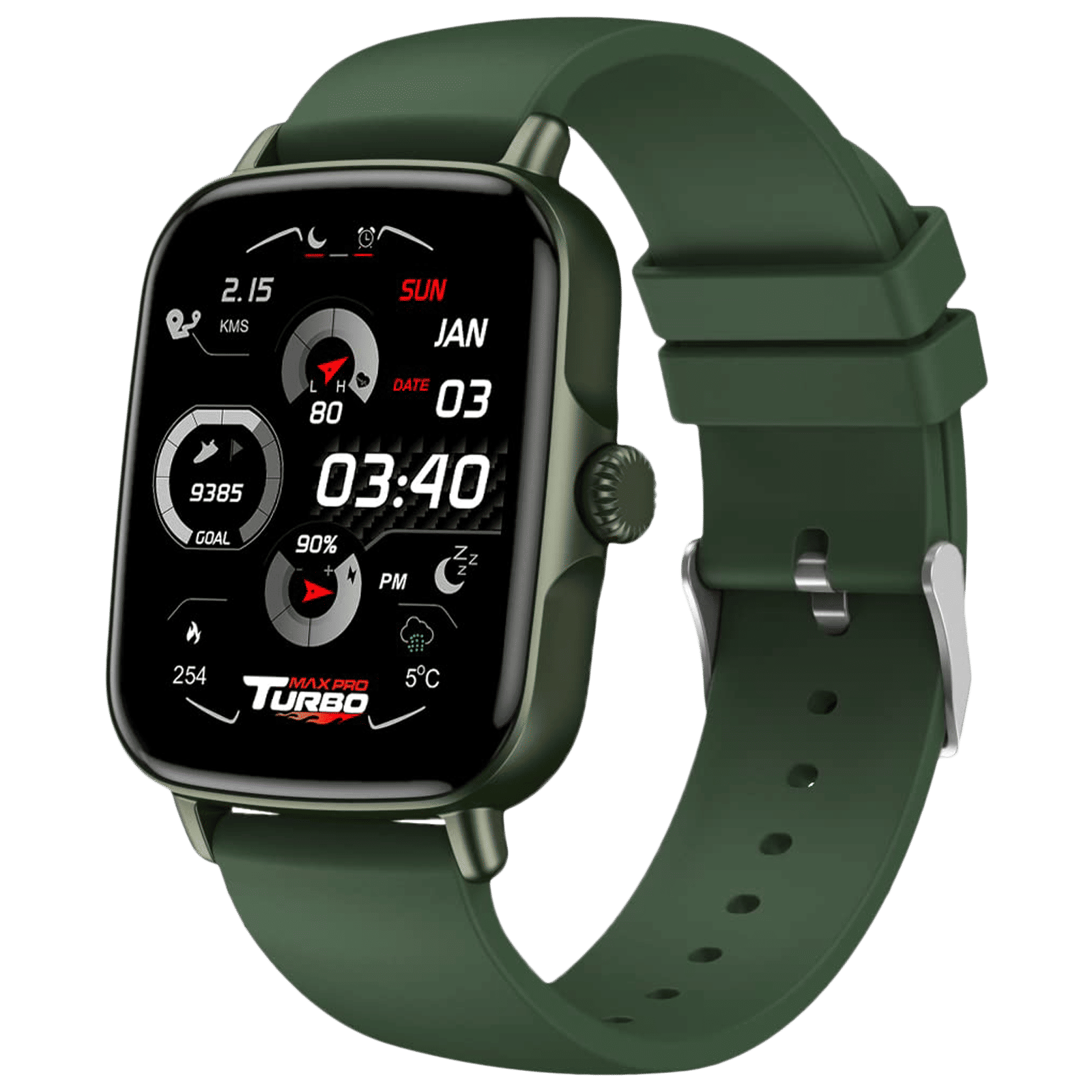 maxima Max Pro Turbo Smartwatch with Bluetooth Calling (42.9mm IPS HD Display, IP67 Water Resistant, Army Green Strap) maxima Max Pro Turbo Smartwatch with Bluetooth Calling (42.9mm IPS HD Display, IP67 Water Resistant, Army Green Strap)_4