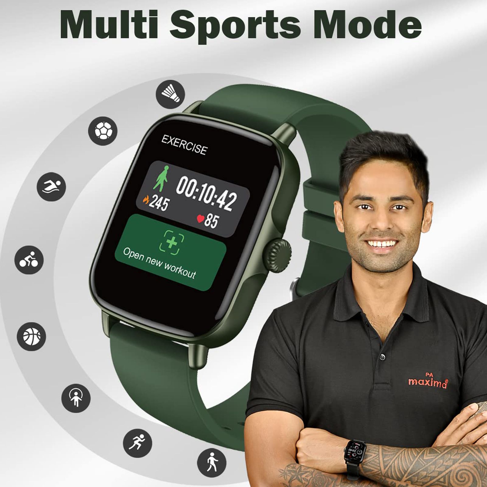 maxima Max Pro Turbo Smartwatch with Bluetooth Calling (42.9mm IPS HD Display, IP67 Water Resistant, Army Green Strap) maxima Max Pro Turbo Smartwatch with Bluetooth Calling (42.9mm IPS HD Display, IP67 Water Resistant, Army Green Strap)_5