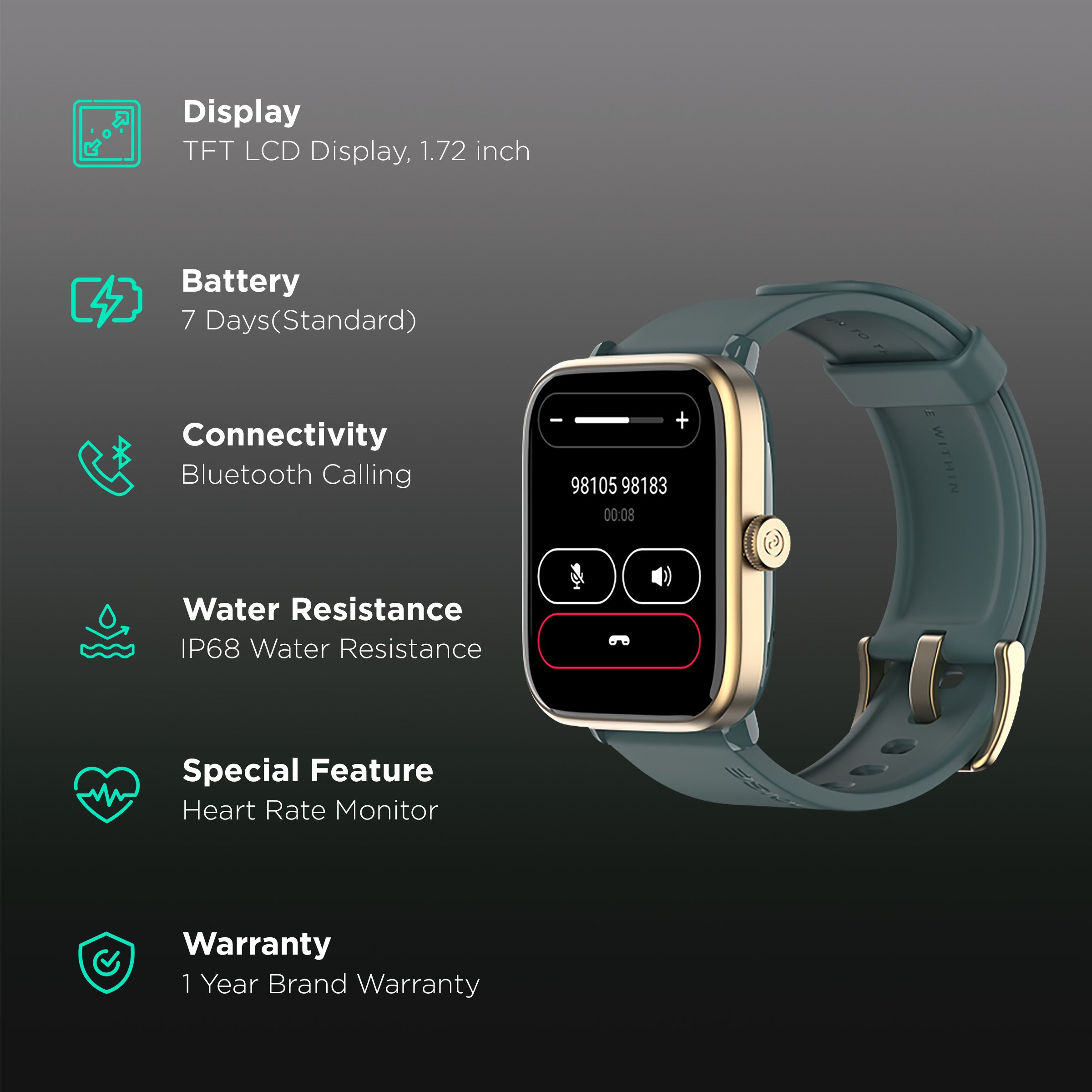 noise ColorFit Pro 4 Smartwatch with Bluetooth Calling (43.68mm TFT LCD Display, IP68 Water Resistant, Teal Blue Strap) noise ColorFit Pro 4 Smartwatch with Bluetooth Calling (43.68mm TFT LCD Display, IP68 Water Resistant, Teal Blue Strap)_2