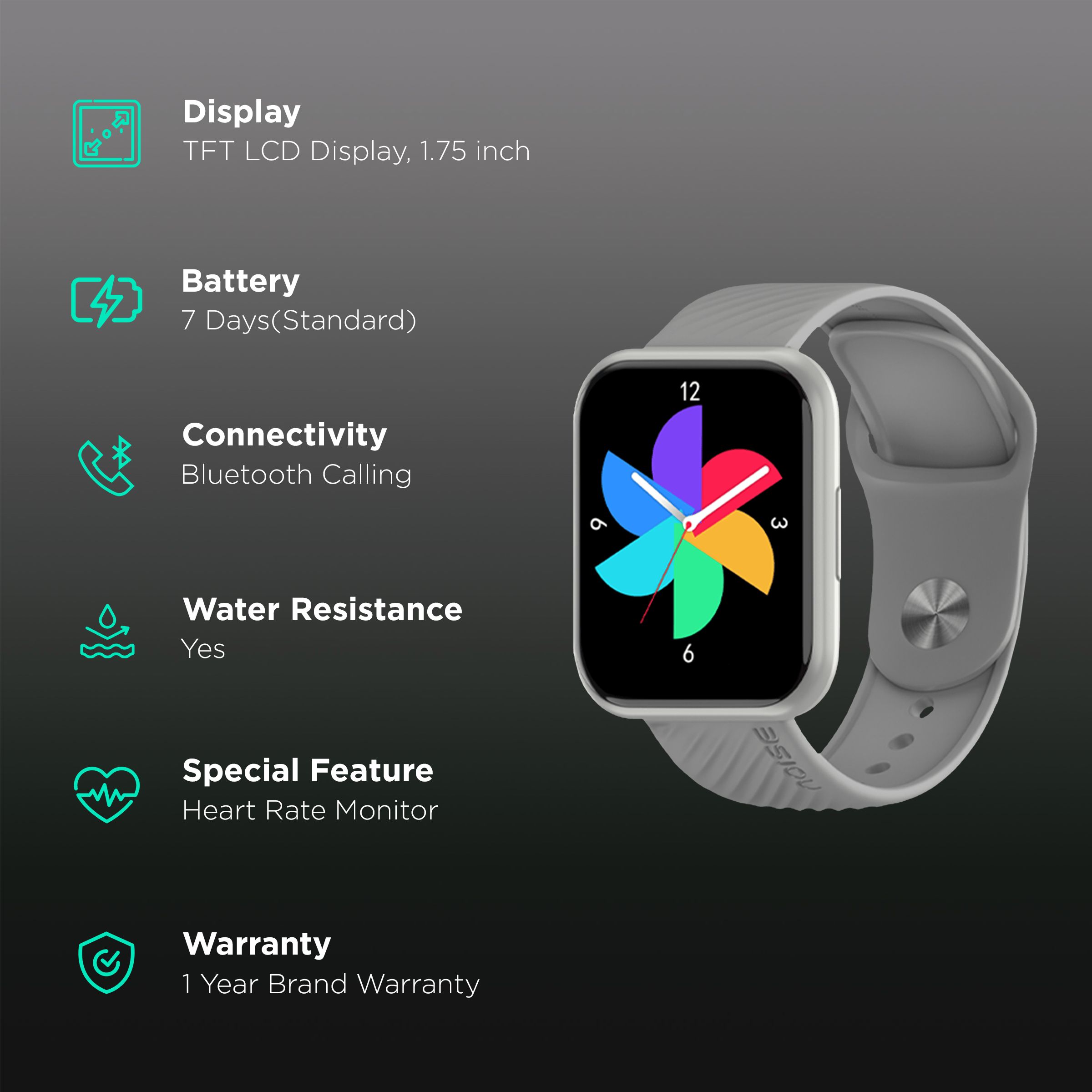 noise ColorFit Vision Buzz Smartwatch with Bluetooth Calling (44.45mm TFT LCD Display, Water Resistant, Grey Strap) noise ColorFit Vision Buzz Smartwatch with Bluetooth Calling (44.45mm TFT LCD Display, Water Resistant, Grey Strap)_2