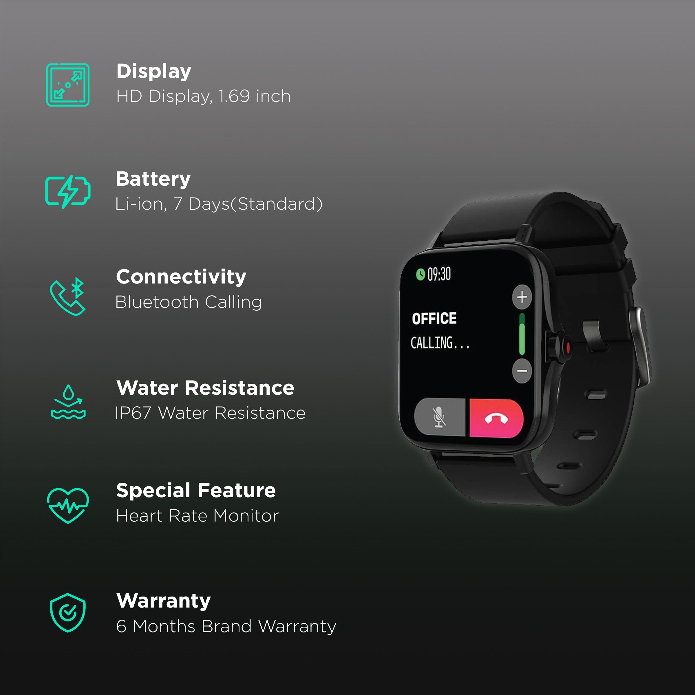 HAMMER Pulse 2.0 Smartwatch with Bluetooth Calling (42.92mm HD Display, IP67 Water Resistant, Black Strap) HAMMER Pulse 2.0 Smartwatch with Bluetooth Calling (42.92mm HD Display, IP67 Water Resistant, Black Strap)_2