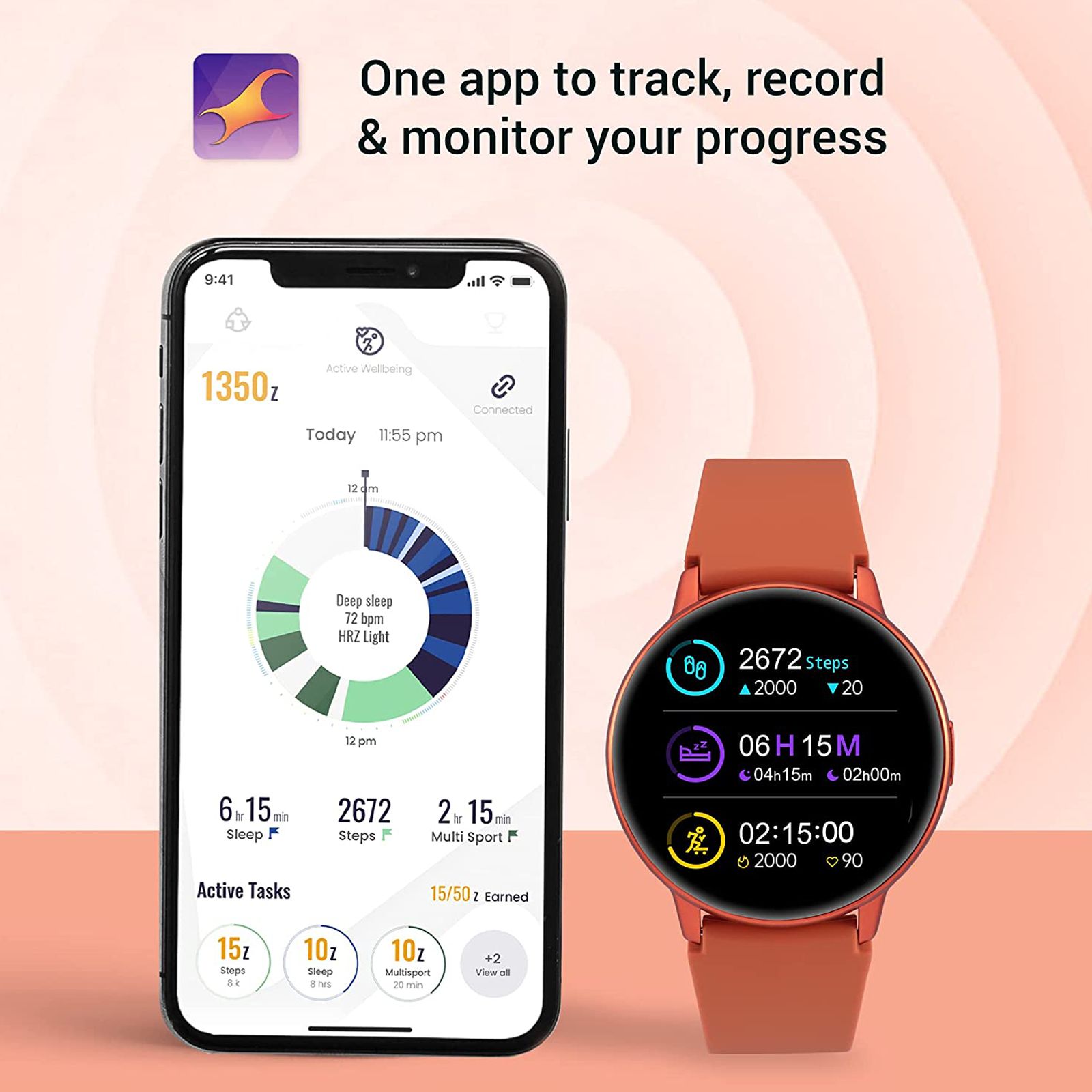 fastrack Reflex Play Smartwatch with Activity Tracker (33.02mm AMOLED Display, IP68 Water Resistant, Dazzling Orange Strap)_4