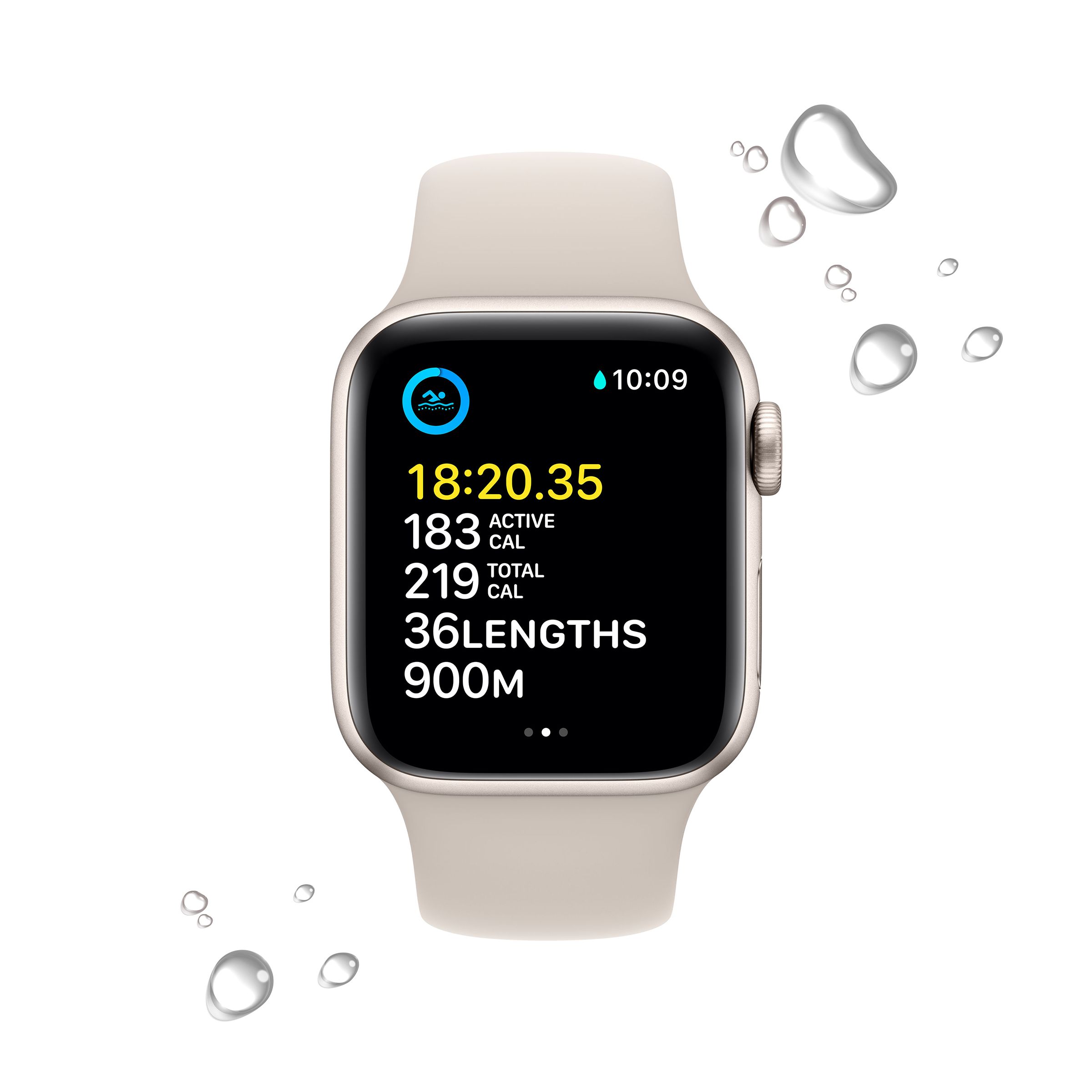 Apple Watch SE GPS with Sports Band (40mm Retina LTPO OLED Display, Starlight Aluminium Case)_4