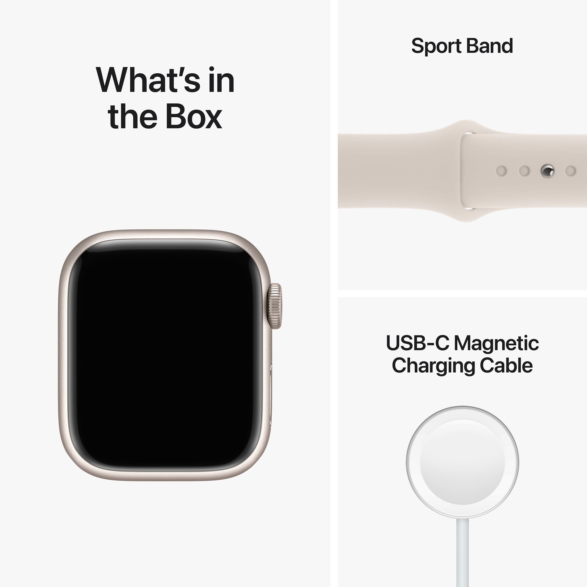 Apple Watch Series 8 GPS with Sports Band (45mm Retina LTPO OLED Display, Starlight Aluminium Case)_9
