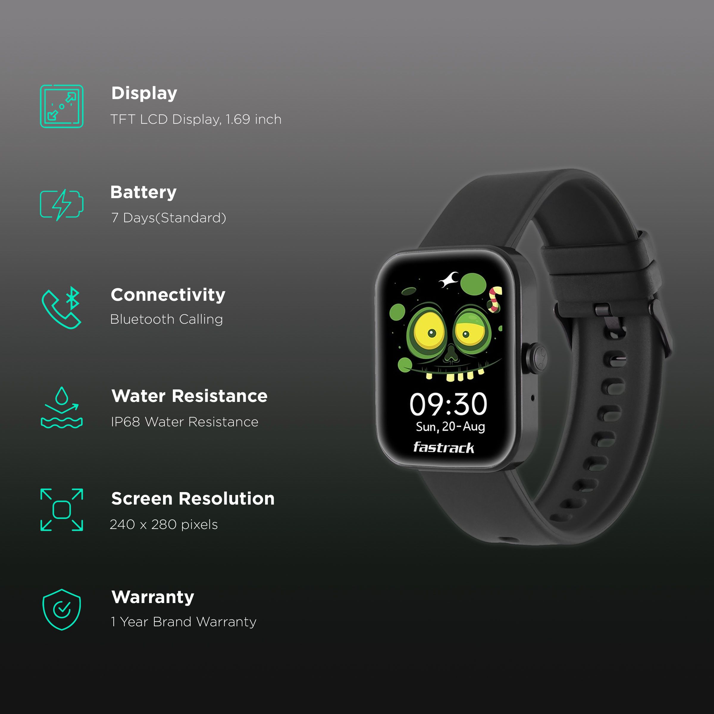 fastrack Reflex Hello Smartwatch with Bluetooth Calling (43.7mm TFT-LCD Display, IP68 Water Resistant, Black Strap)_2