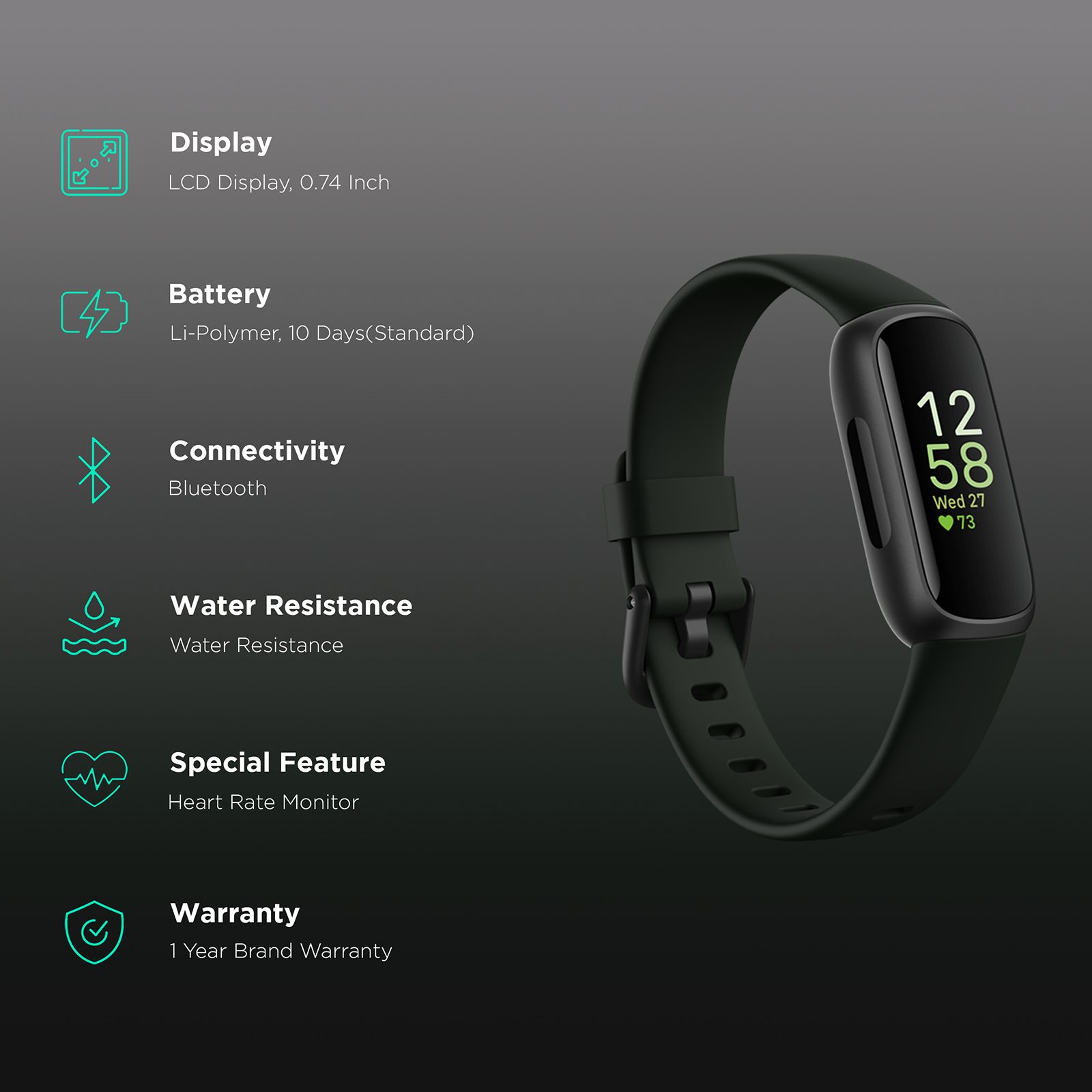 fitbit Inspire 3 Fitness Tracker with Stress Management (0.74 Inch Always-On AMOLED Display, Water Resistant, Midnight Zen Strap) fitbit Inspire 3 Fitness Tracker with Stress Management (0.74 Inch Always-On AMOLED Display, Water Resistant, Midnight Zen Strap)_3