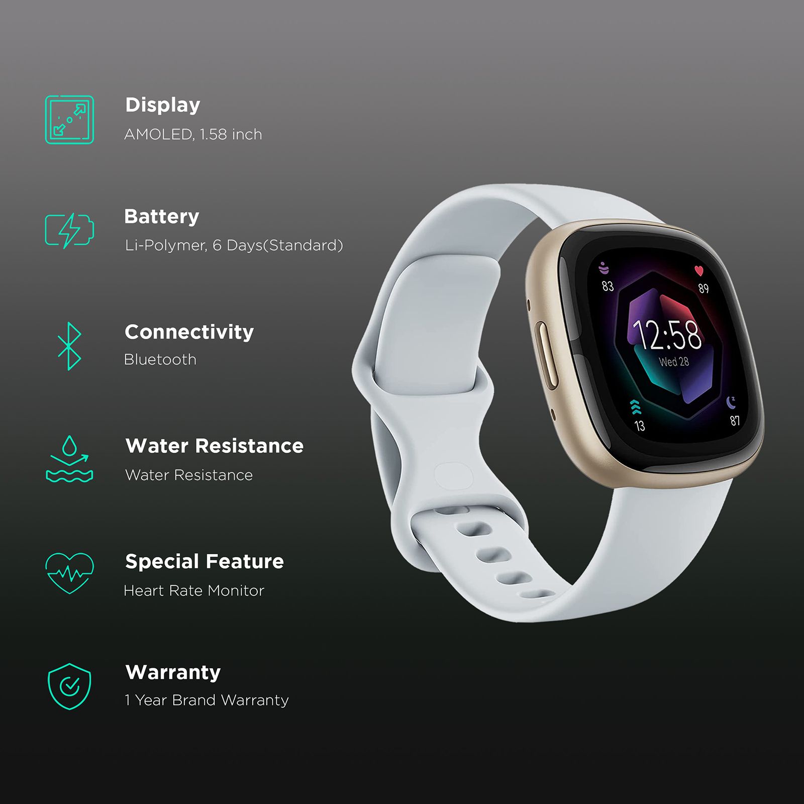 fitbit Sense 2 Smartwatch with Stress Management (1.58 Inch Always-On AMOLED Display, Water Resistant, Blue Mist Strap) fitbit Sense 2 Smartwatch with Stress Management (1.58 Inch Always-On AMOLED Display, Water Resistant, Blue Mist Strap)_3