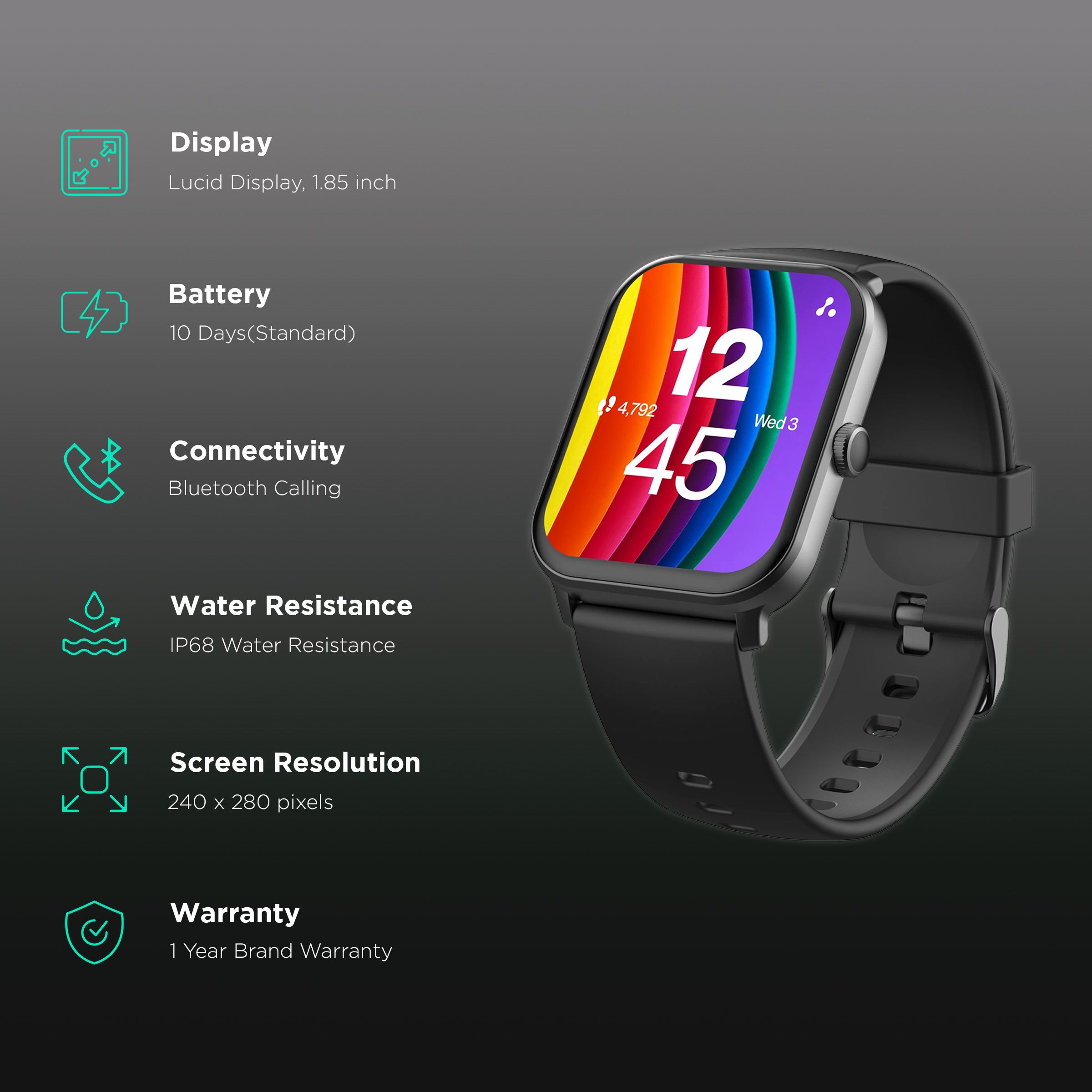 ambrane Wise EON Pro Smartwatch with Bluetooth Calling (46.99mm Lucid Display, IP68 Water Resistant, Black Strap) ambrane Wise EON Pro Smartwatch with Bluetooth Calling (46.99mm Lucid Display, IP68 Water Resistant, Black Strap)_2