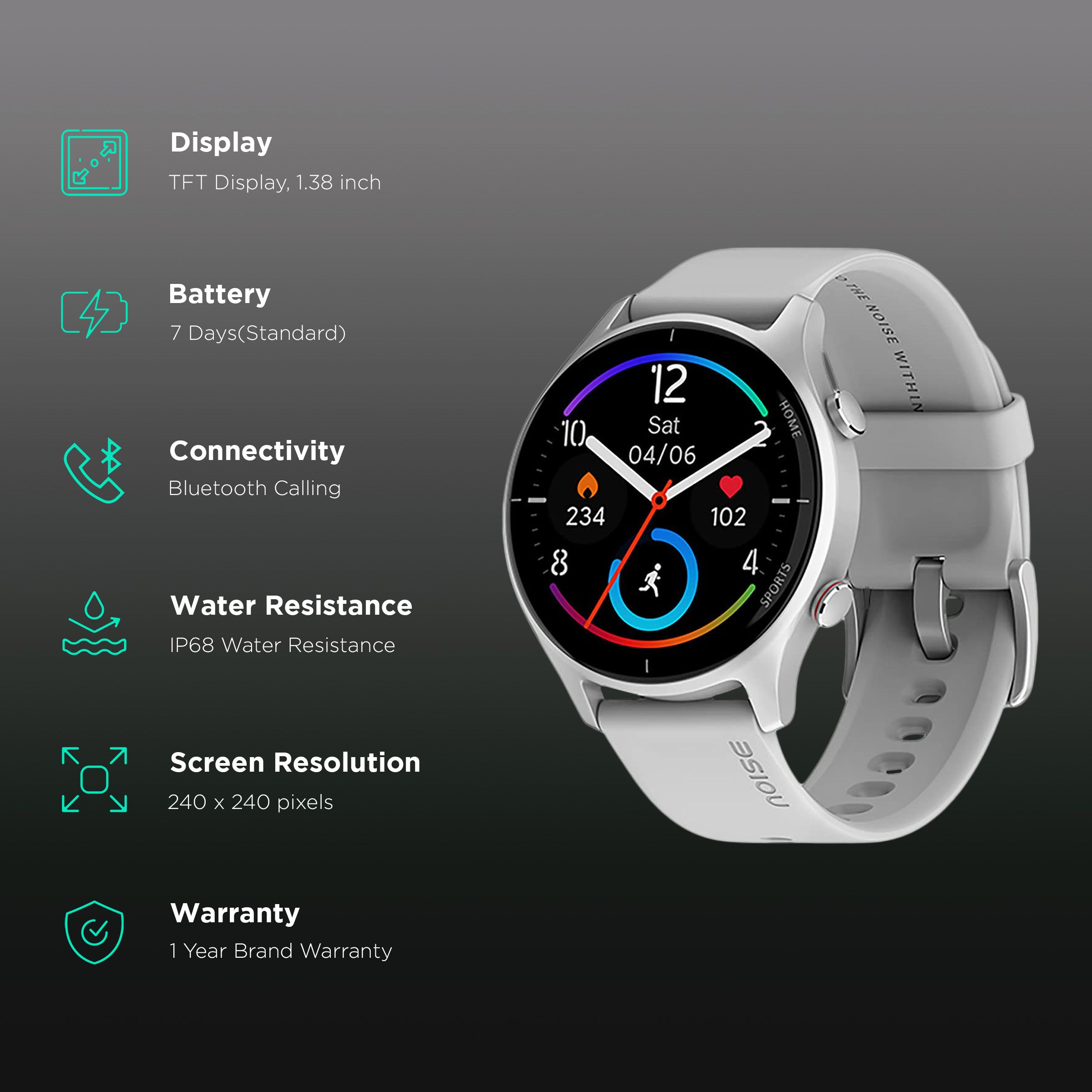 noise NoiseFit Twist Smartwatch with Bluetooth Calling (35mm TFT Display, IP68 Water Resistant, Silver Grey Strap) noise NoiseFit Twist Smartwatch with Bluetooth Calling (35mm TFT Display, IP68 Water Resistant, Silver Grey Strap)_2
