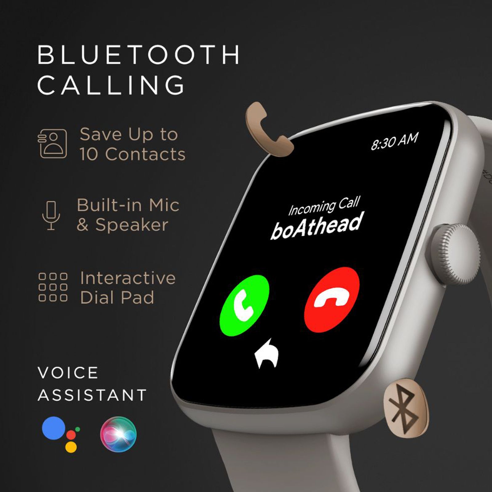 boAt Wave Lynk Voice Smartwatch with Bluetooth Calling (42.9mm HD Display, IP68 Water Resistant, Grey Strap)_5