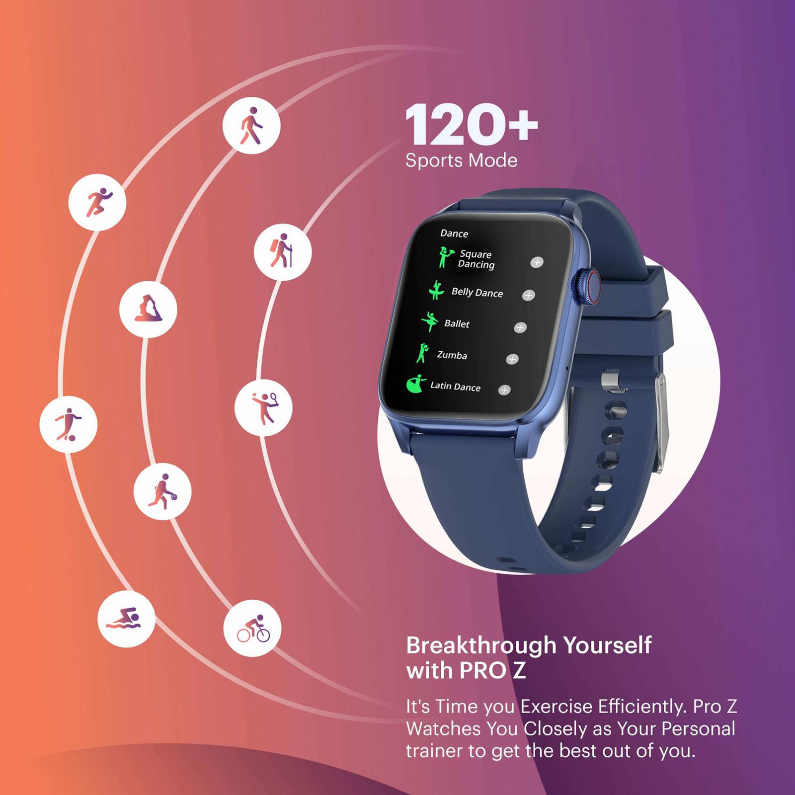 in base Urban Pro Z Smartwatch with Bluetooth Calling (46.9mm HD Display, IP67 Water Resistant, Blue Strap)_4