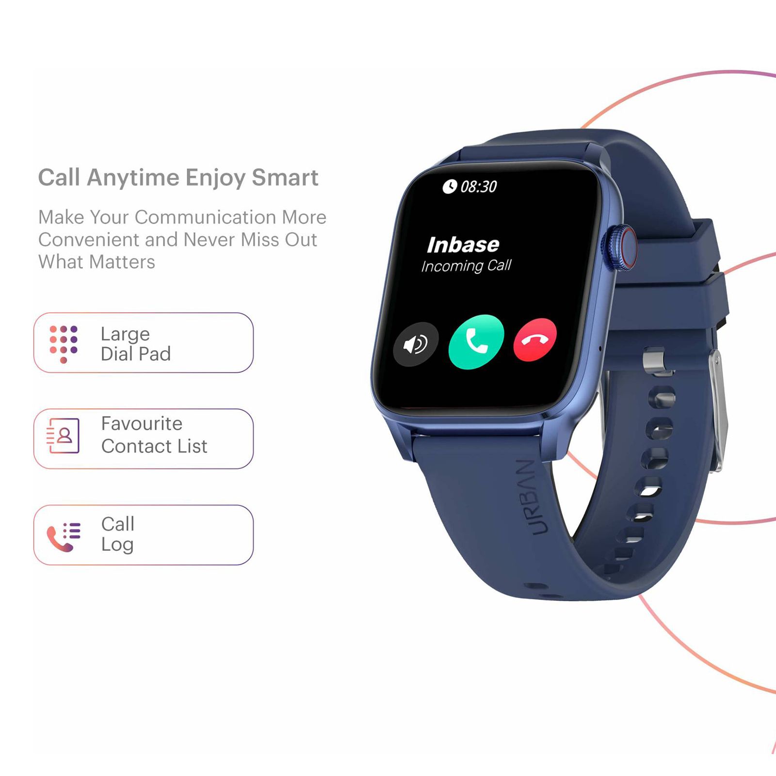 in base Urban Pro Z Smartwatch with Bluetooth Calling (46.9mm HD Display, IP67 Water Resistant, Blue Strap)_6