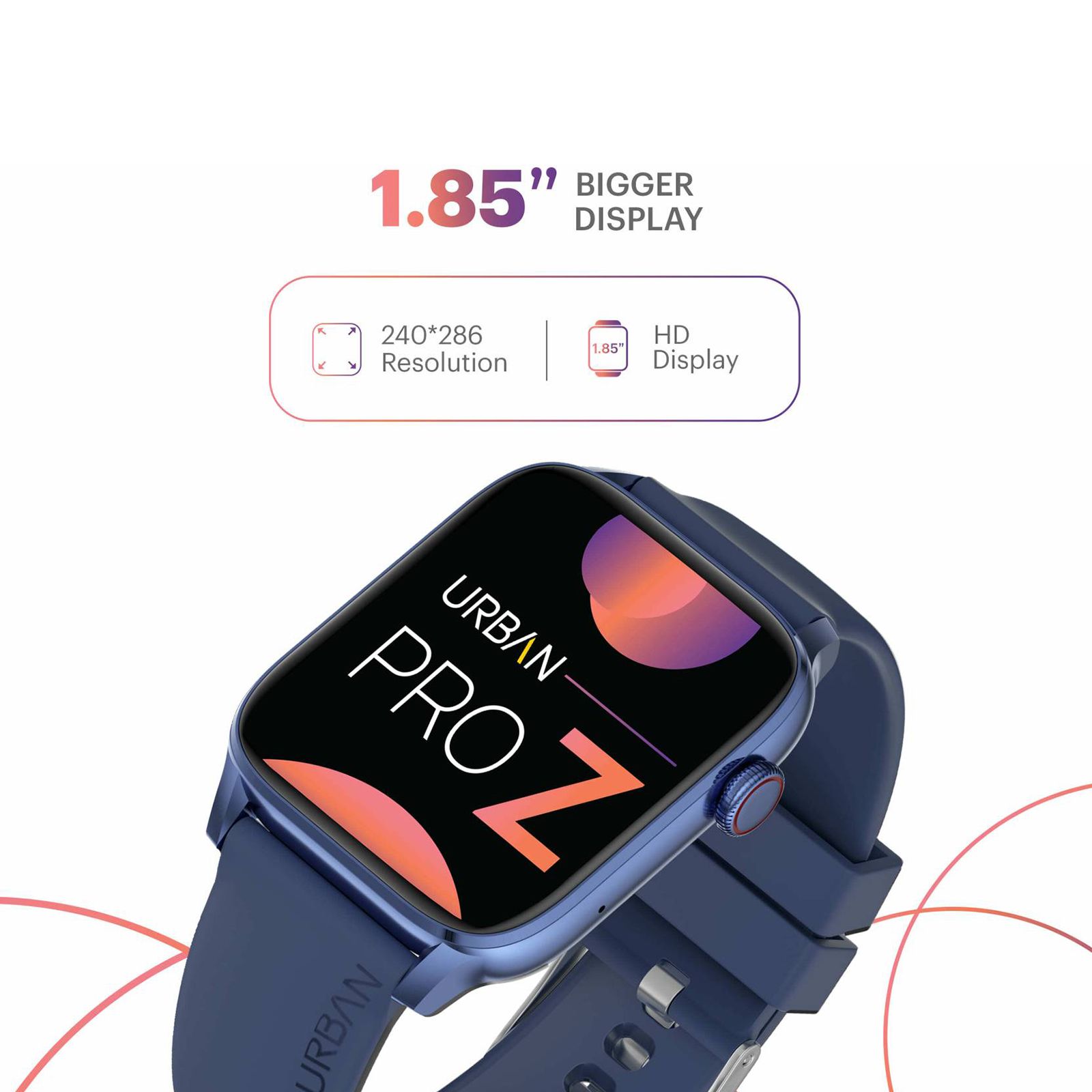 in base Urban Pro Z Smartwatch with Bluetooth Calling (46.9mm HD Display, IP67 Water Resistant, Blue Strap)_7