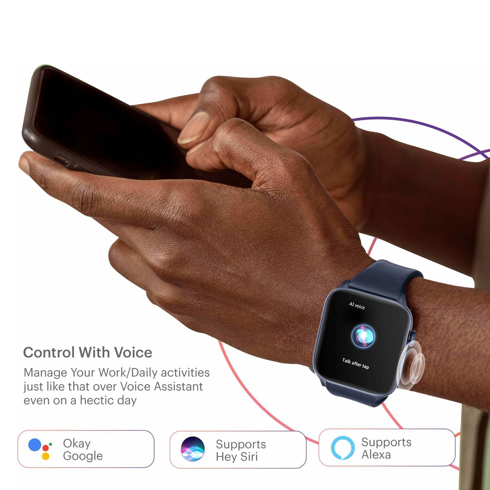 in base Urban Pro Z Smartwatch with Bluetooth Calling (46.9mm HD Display, IP67 Water Resistant, Blue Strap)_8