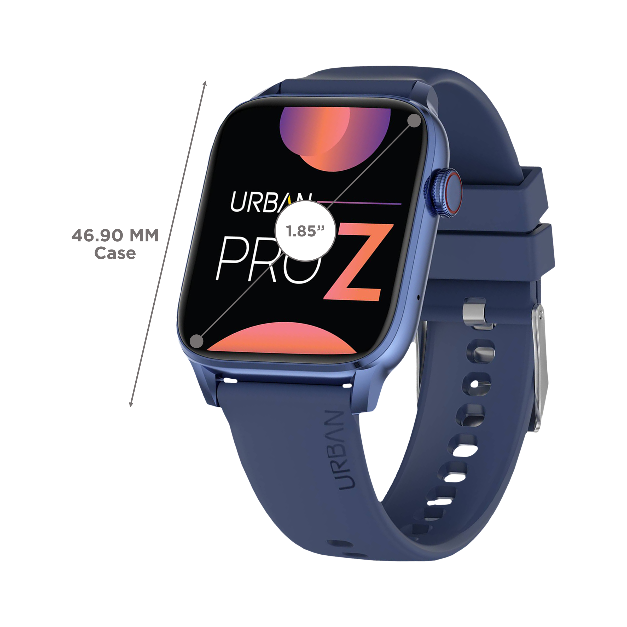 in base Urban Pro Z Smartwatch with Bluetooth Calling (46.9mm HD Display, IP67 Water Resistant, Blue Strap)_3