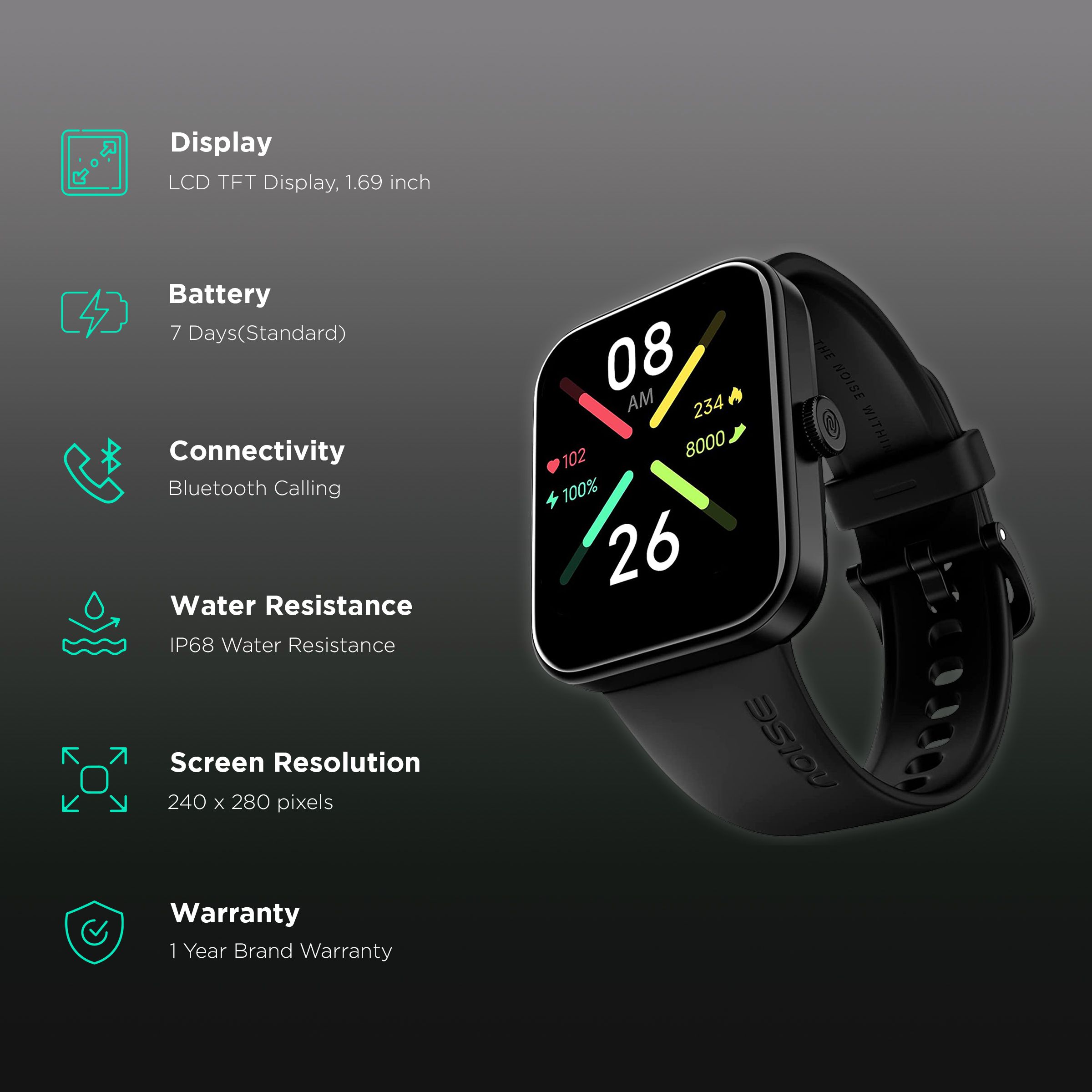 noise ColorFit Pulse Go Buzz Smartwatch with Bluetooth Calling (42.92mm LCD Display, IP68 Water Resistant, Jet Black Strap) noise ColorFit Pulse Go Buzz Smartwatch with Bluetooth Calling (42.92mm LCD Display, IP68 Water Resistant, Jet Black Strap)_2