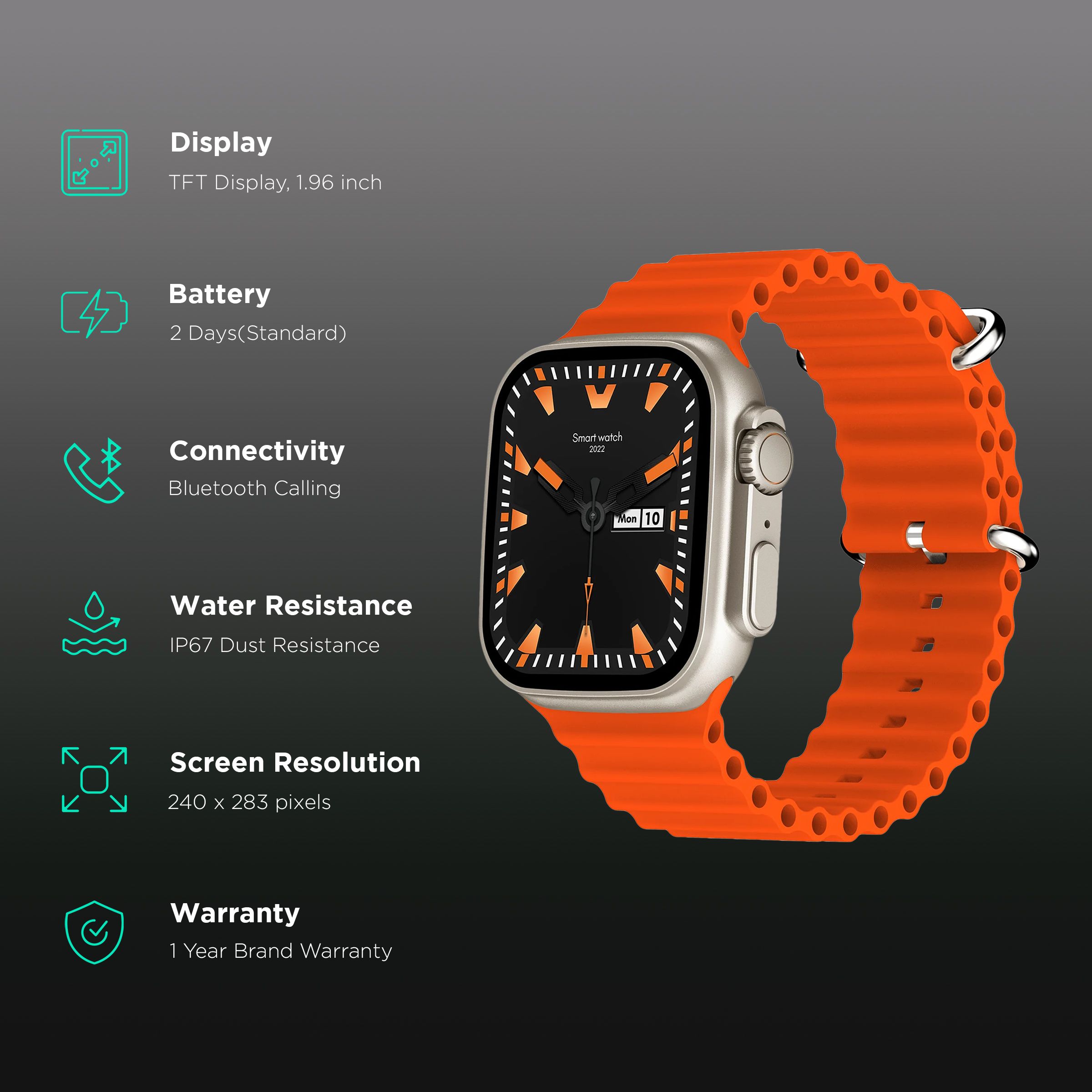 FIRE-BOLTT Warrior Smartwatch with Bluetooth Calling (49.7mm TFT HD Display, IP67 Water Resistant, Orange Strap)_2