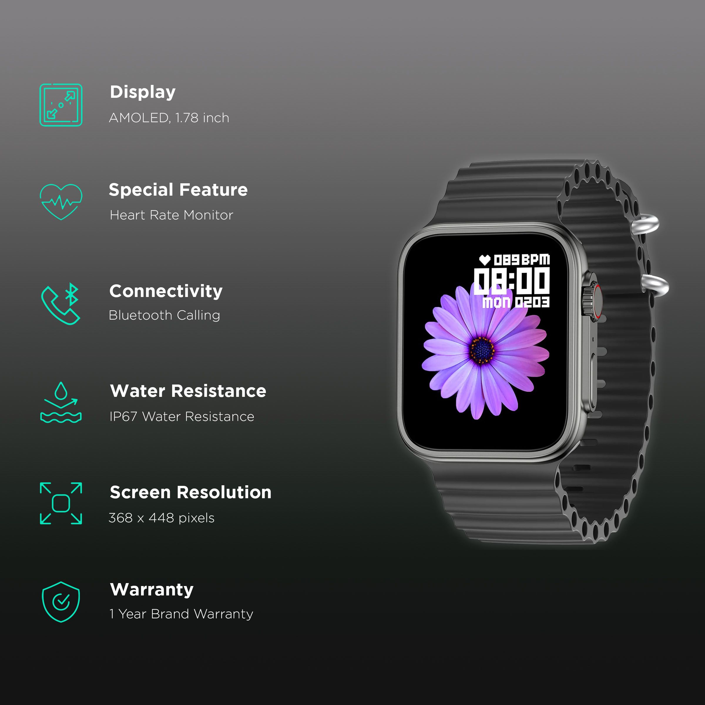 FIRE-BOLTT Edge Smartwatch with Bluetooth Calling (45.21mm AMOLED Display, IP67 Water Resistant, Dark Grey Strap)_2
