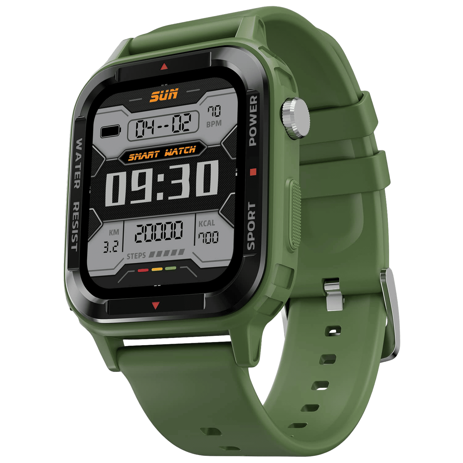 FIRE-BOLTT Tank Smartwatch with Bluetooth Calling (46.50mm Analog-Digital Display, IP67 Water Resistant, Green Strap)_1