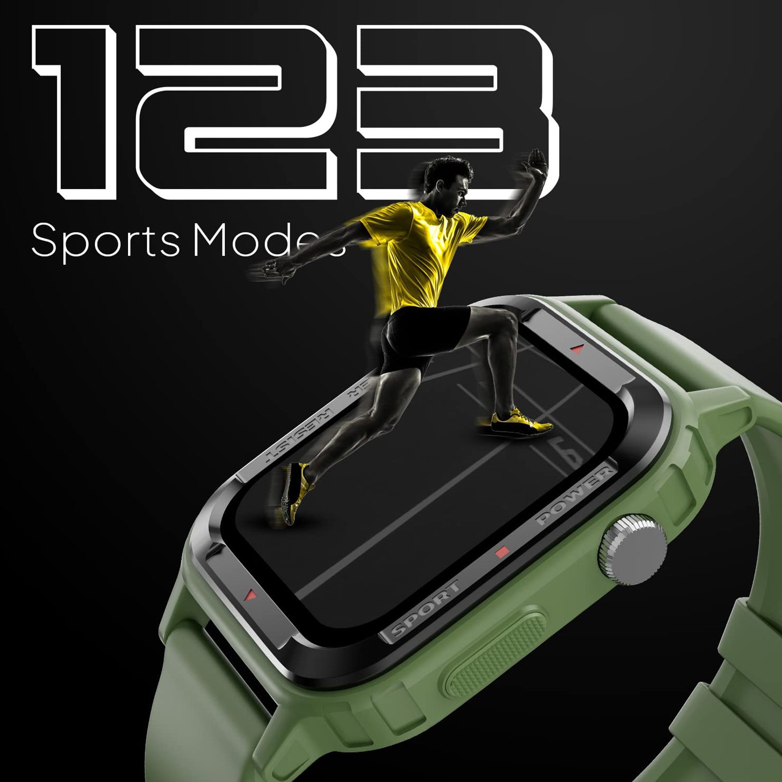 FIRE-BOLTT Tank Smartwatch with Bluetooth Calling (46.50mm Analog-Digital Display, IP67 Water Resistant, Green Strap)_8