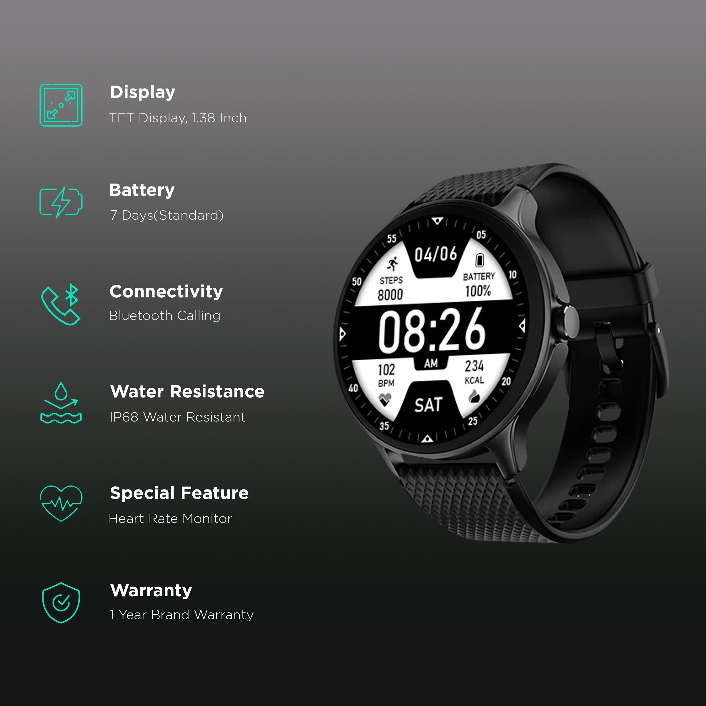 noise NoiseFit Curve Smartwatch with Bluetooth Calling (35.05mm TFT Display, IP68 Water Resistant, Jet Black Strap) noise NoiseFit Curve Smartwatch with Bluetooth Calling (35.05mm TFT Display, IP68 Water Resistant, Jet Black Strap)_2