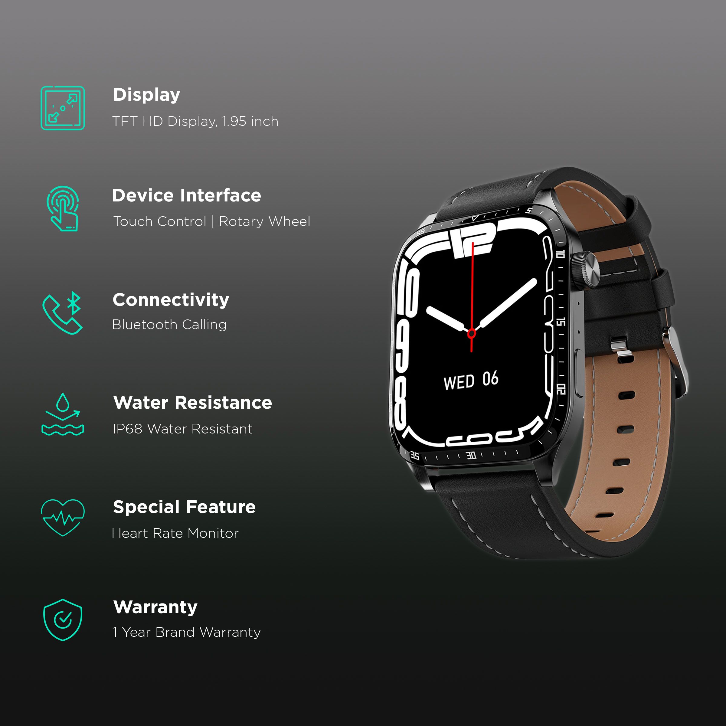 FIRE-BOLTT Atlas Smartwatch with Bluetooth Calling (49.5mm TFT HD Display, IP68 Water Resistant, Black Strap)_2
