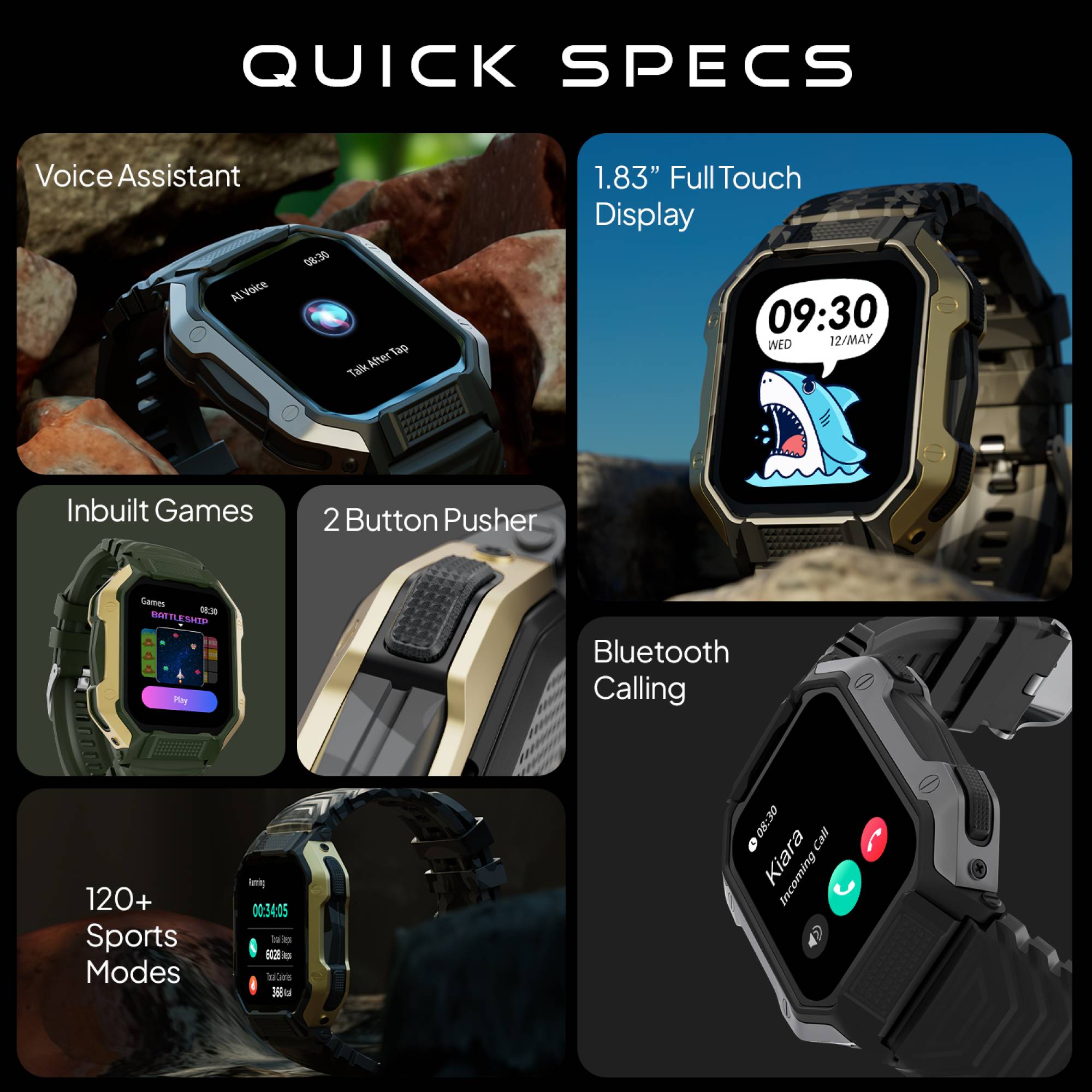 FIRE-BOLTT Shark Smartwatch with Bluetooth Calling (46.4mm HD Display, IP67 Water Resistant, Black Strap)_13