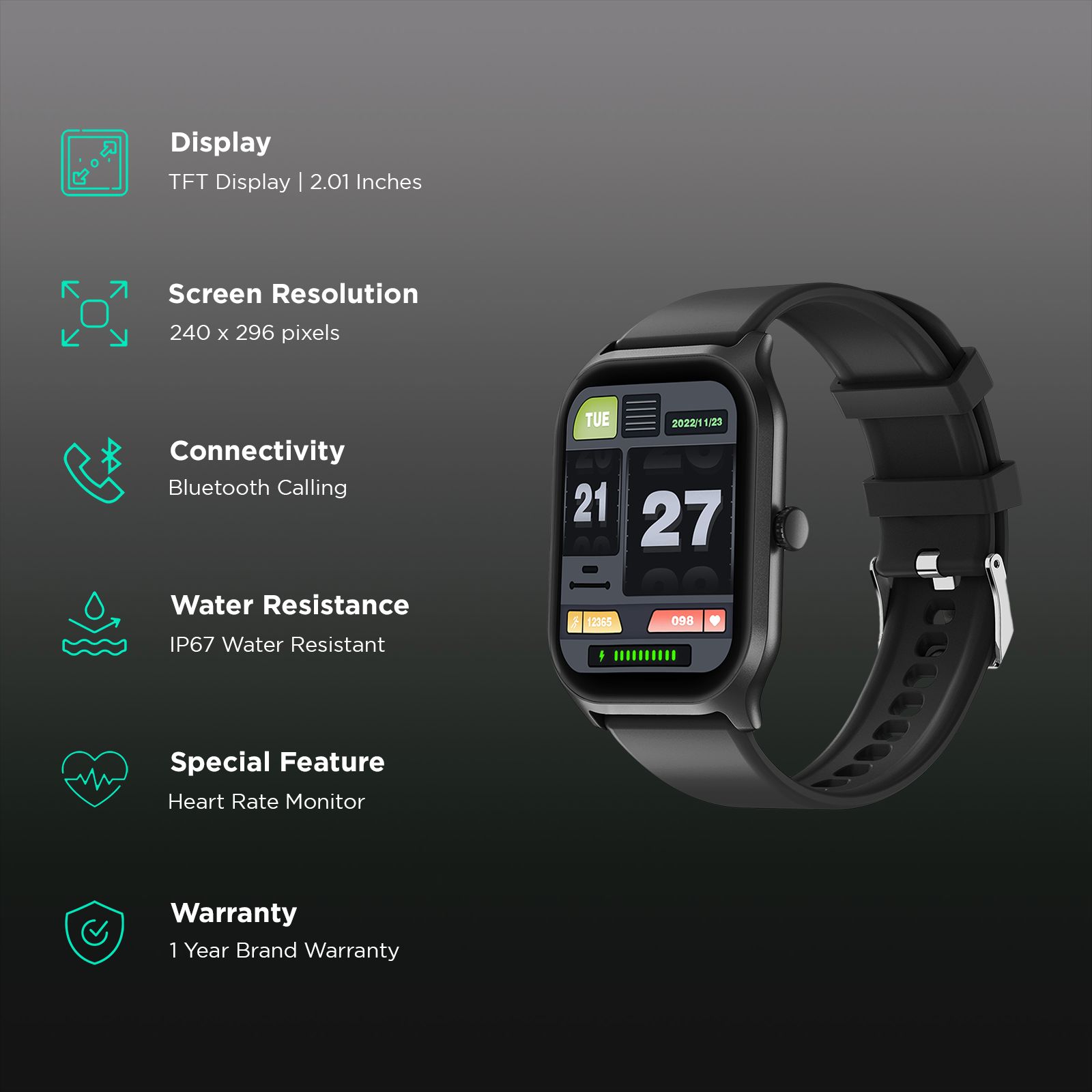 FIRE-BOLTT Hunter Smartwatch with Bluetooth Calling (51mm HD Display, IP67 Water Resistant, Black Strap) FIRE-BOLTT Hunter Smartwatch with Bluetooth Calling (51mm HD Display, IP67 Water Resistant, Black Strap)_2
