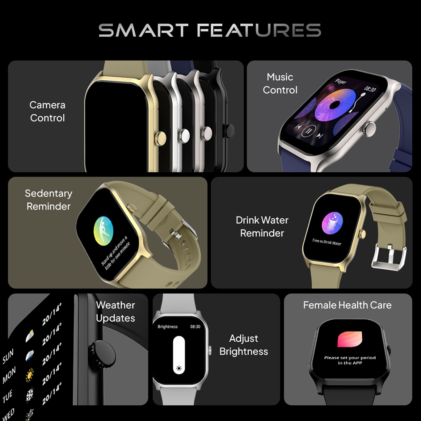 FIRE-BOLTT Hunter Smartwatch with Bluetooth Calling (51mm HD Display, IP67 Water Resistant, Champagne Gold Strap)_6