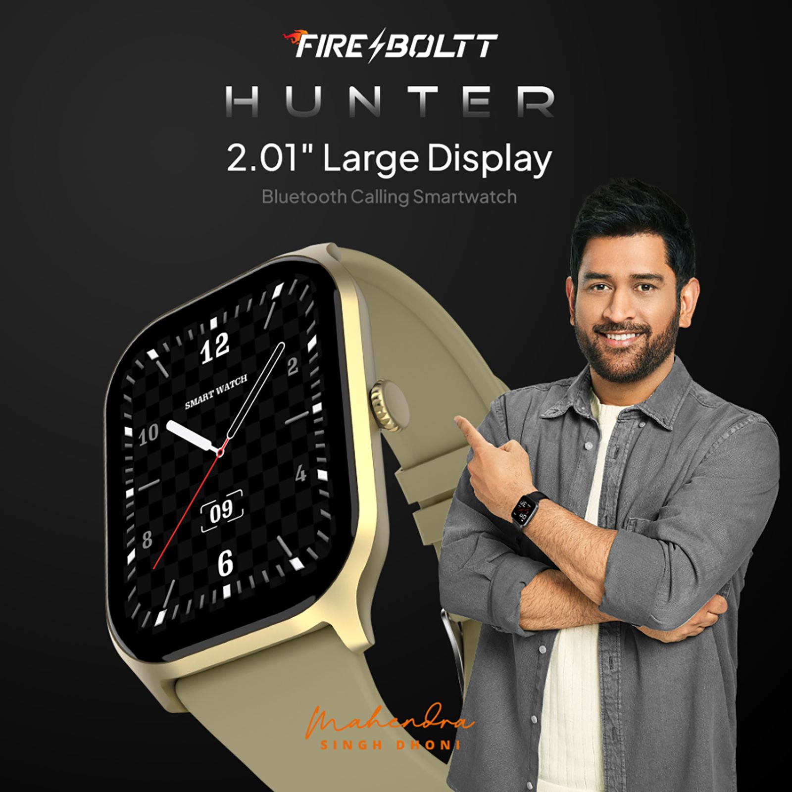 FIRE-BOLTT Hunter Smartwatch with Bluetooth Calling (51mm HD Display, IP67 Water Resistant, Champagne Gold Strap)_8
