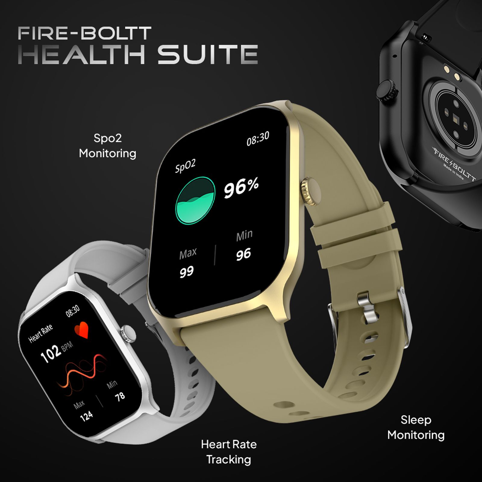 FIRE-BOLTT Hunter Smartwatch with Bluetooth Calling (51mm HD Display, IP67 Water Resistant, Champagne Gold Strap)_12