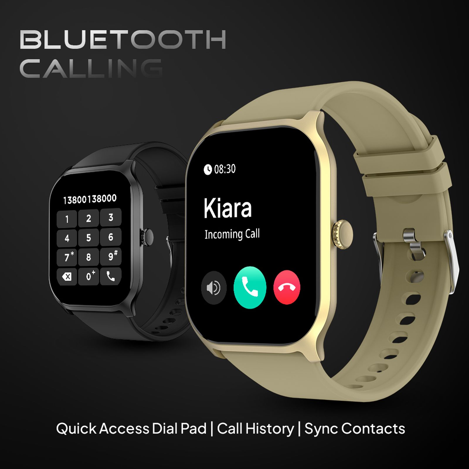 FIRE-BOLTT Hunter Smartwatch with Bluetooth Calling (51mm HD Display, IP67 Water Resistant, Champagne Gold Strap)_15